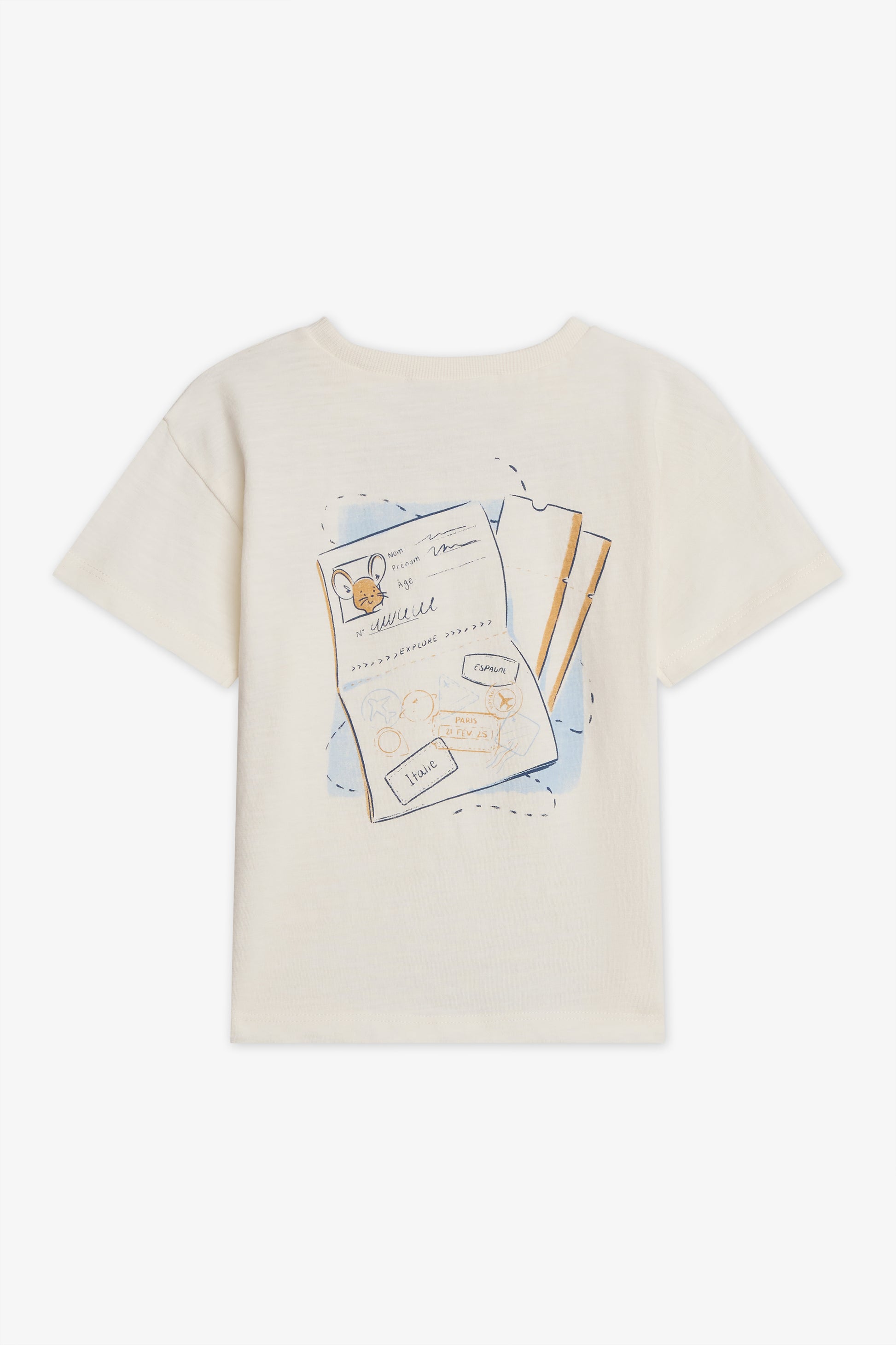 Chandail M/courtes boxy en coton - Bébé garçon && BLANC