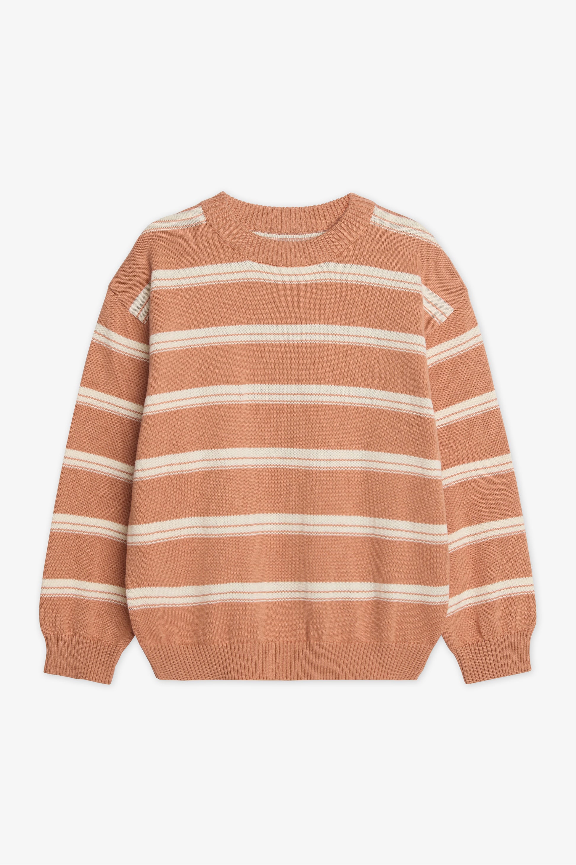 Chandail tricot rayé col rond - Enfant garçon && BRUN/MULTI