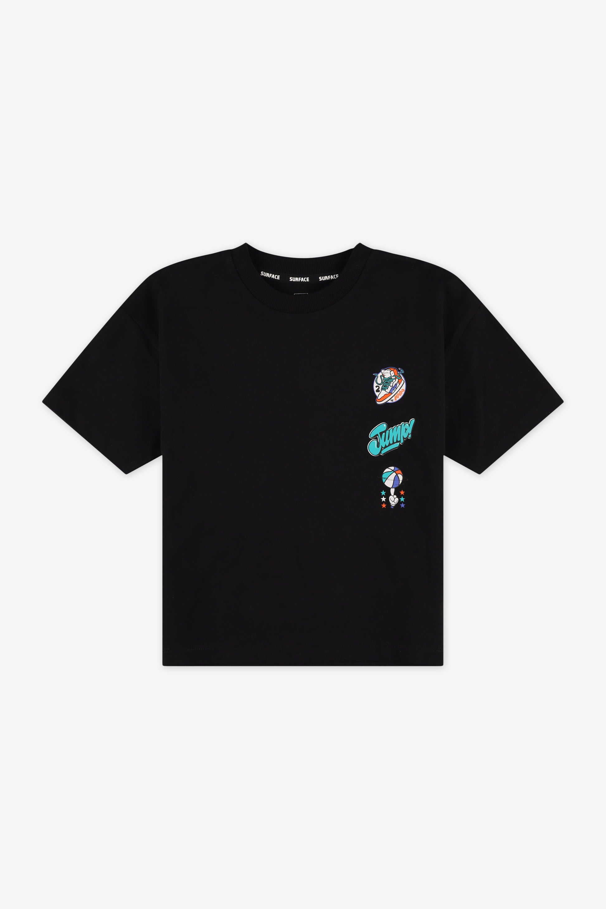 Chandail M/courtes oversize en coton - Enfant garçon && NOIR