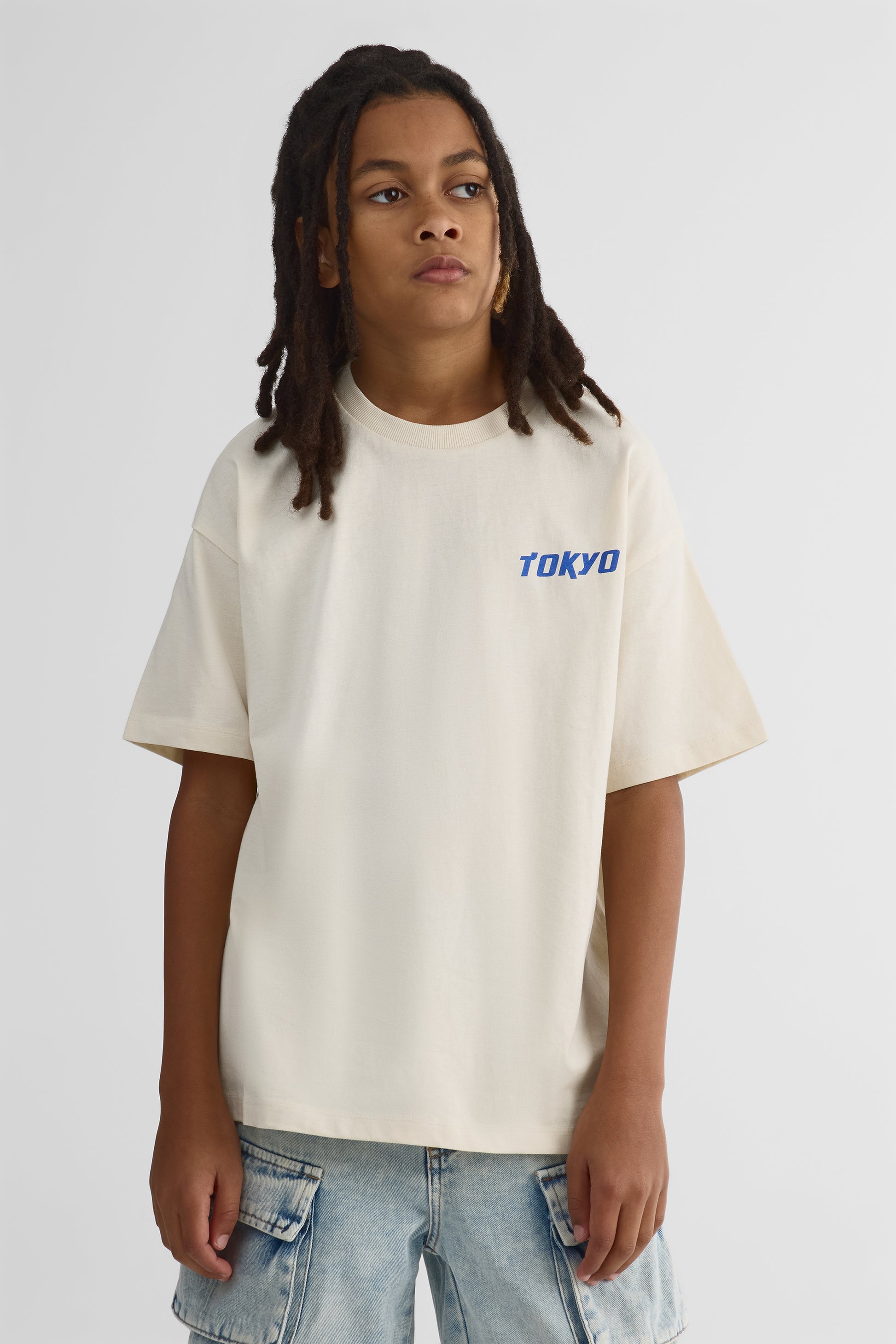 Chandail M/courtes oversize en coton - Ado garçon && BLANC CASSÉ