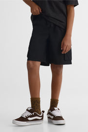 Bermuda élastique loose fit avec poches - Ado garçon && NOIR