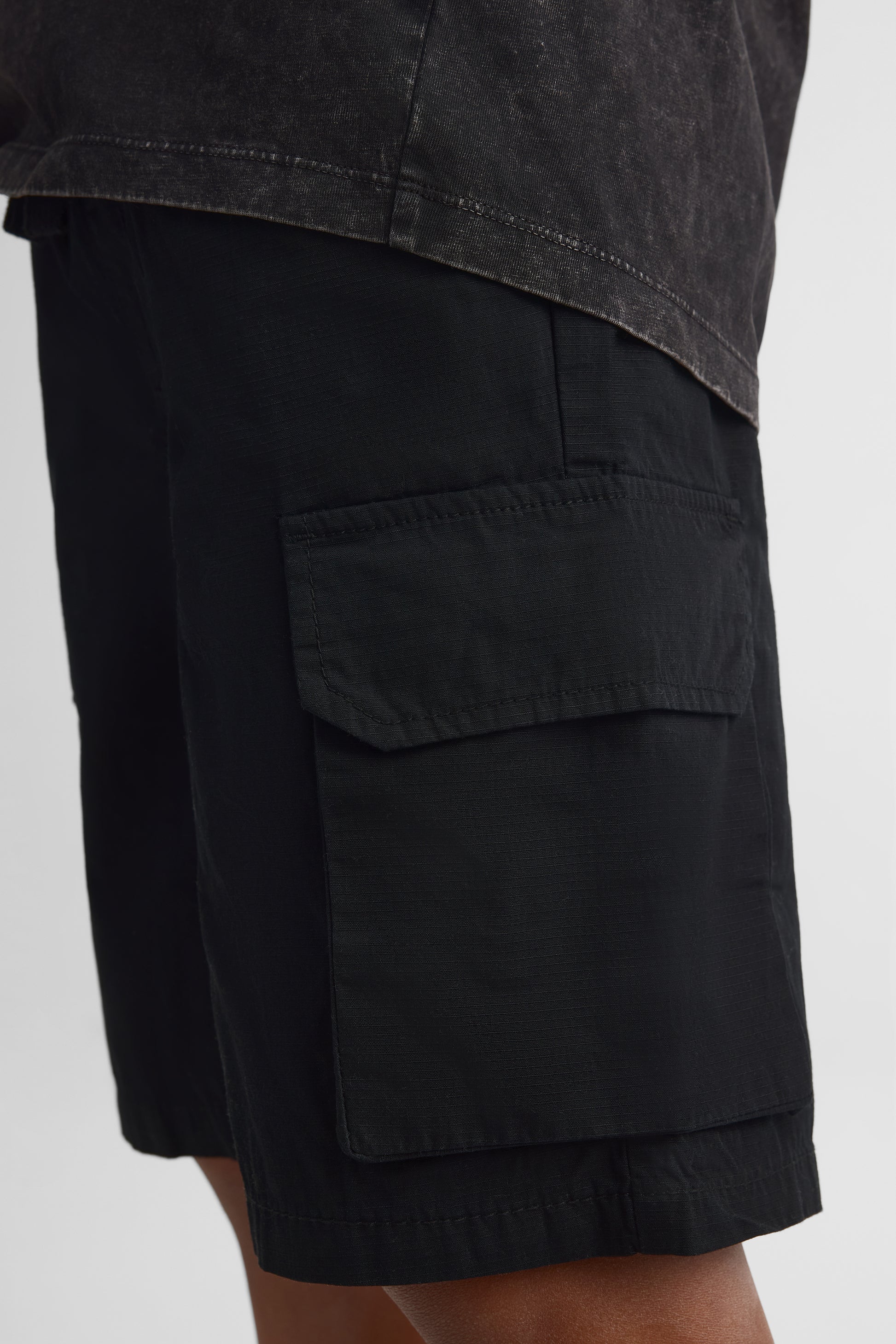 Bermuda élastique loose fit avec poches - Ado garçon && NOIR