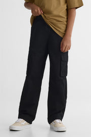 Pantalon cargo élastique loose fit - Ado garçon && NOIR