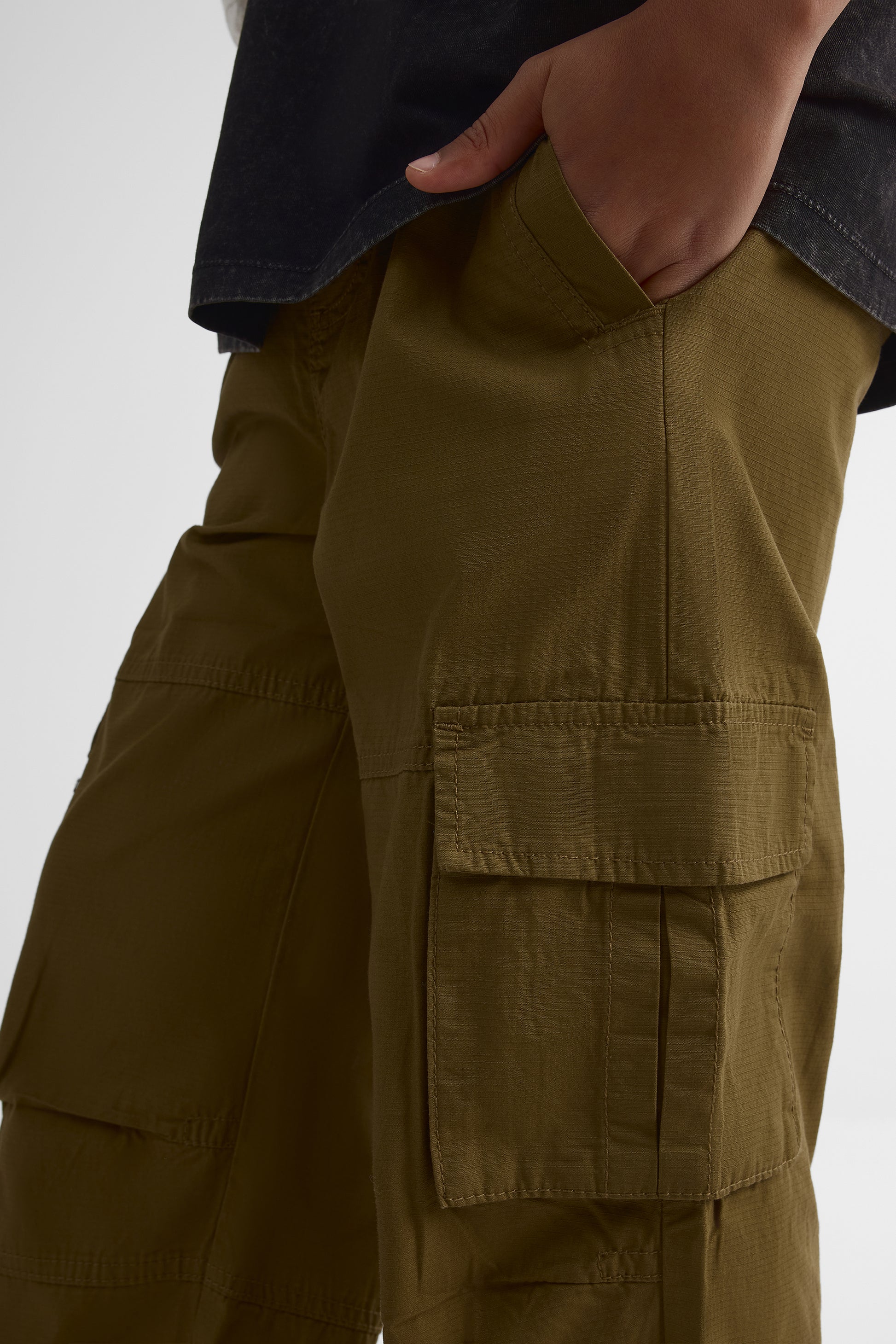 Pantalon cargo élastique loose fit - Ado garçon && BRONZE
