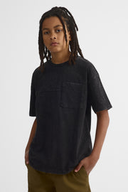 Chandail M/courtes oversize avec poche - Ado garçon && NOIR