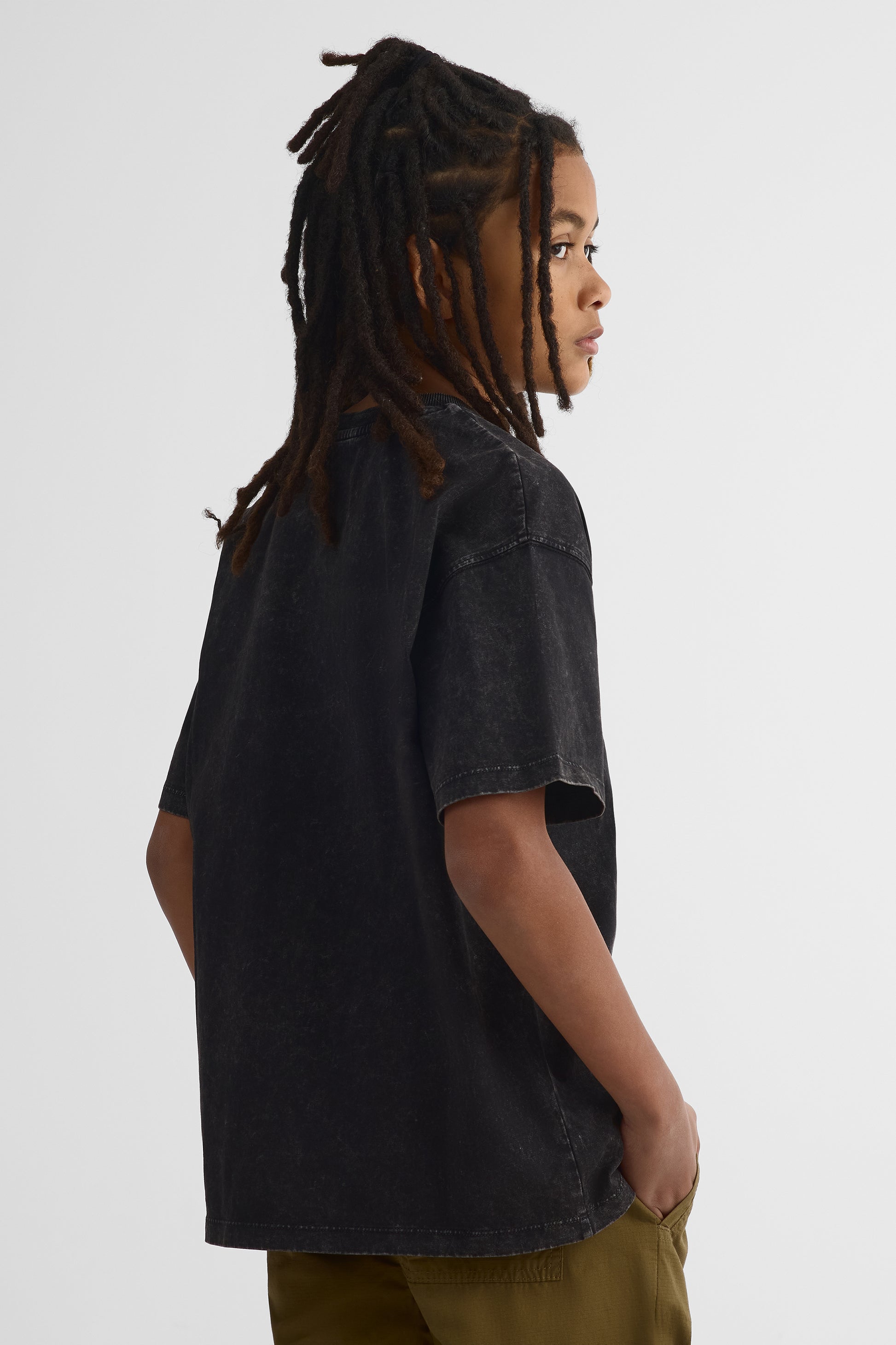 Chandail M/courtes oversize avec poche - Ado garçon && NOIR