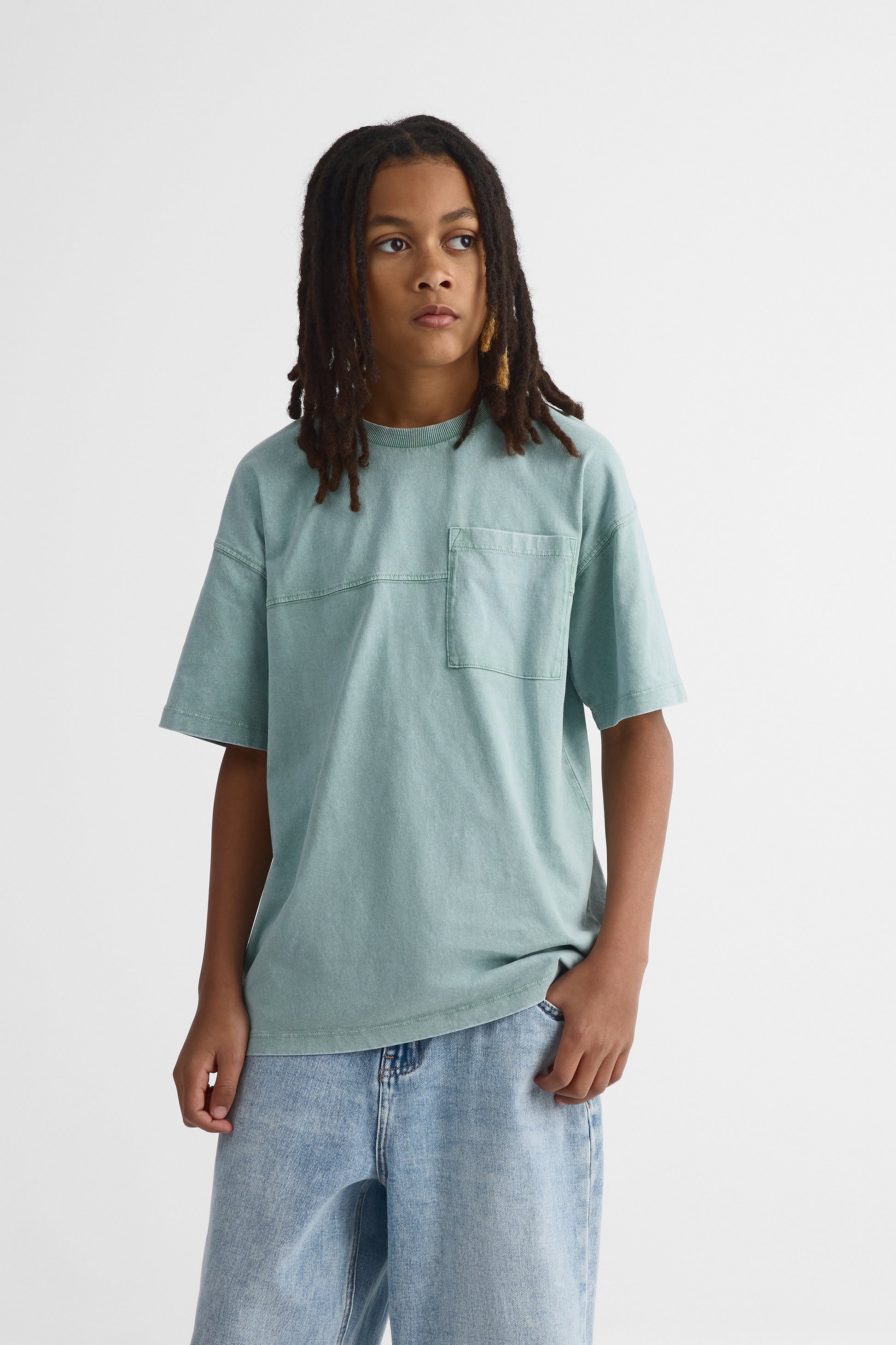 Chandail M/courtes oversize avec poche - Ado garçon && SARCELLE