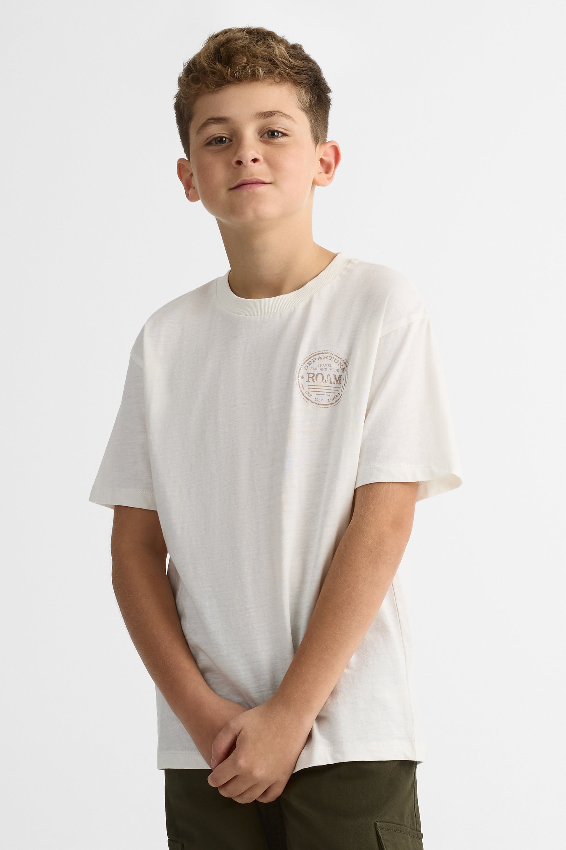 Chandail M/courtes boxy avec imprimé – Ado garçon && BLANC