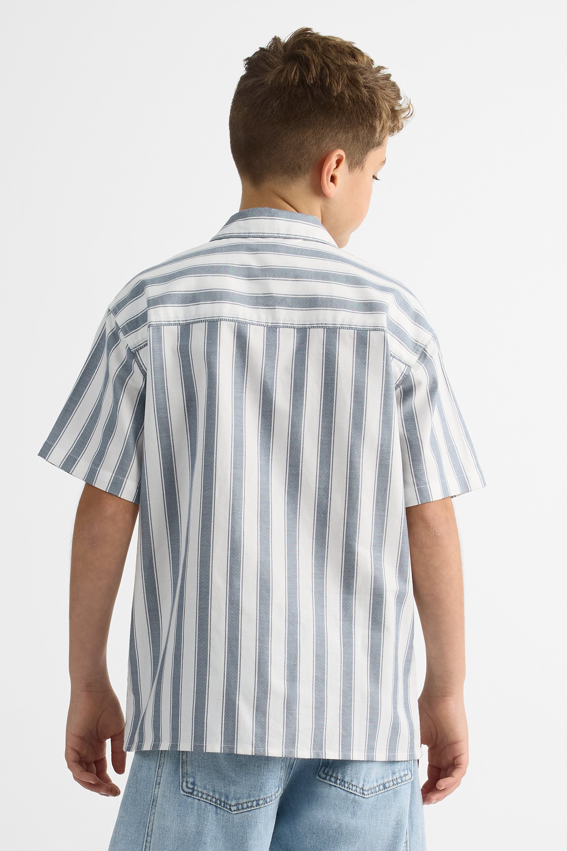 Chemise M/courtes boxy en coton - Ado garçon && INDIGO
