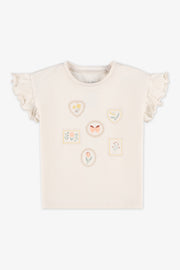 Chandail M/courtes col rond frill - Enfant garçon && BEIGE
