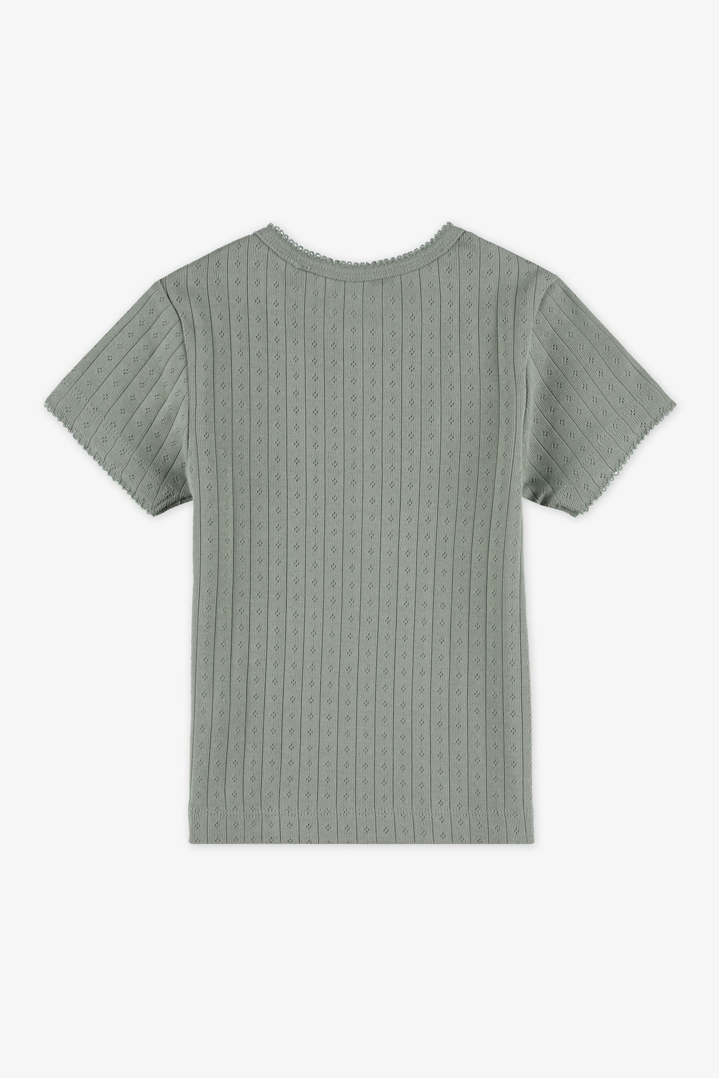 Chandail M/courtes pointel en coton - Bébé fille && VERT