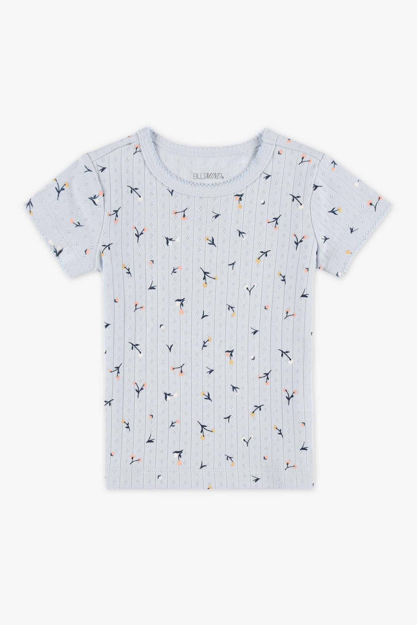 Chandail M/courtes pointel en coton - Bébé fille && BLEU MULTI