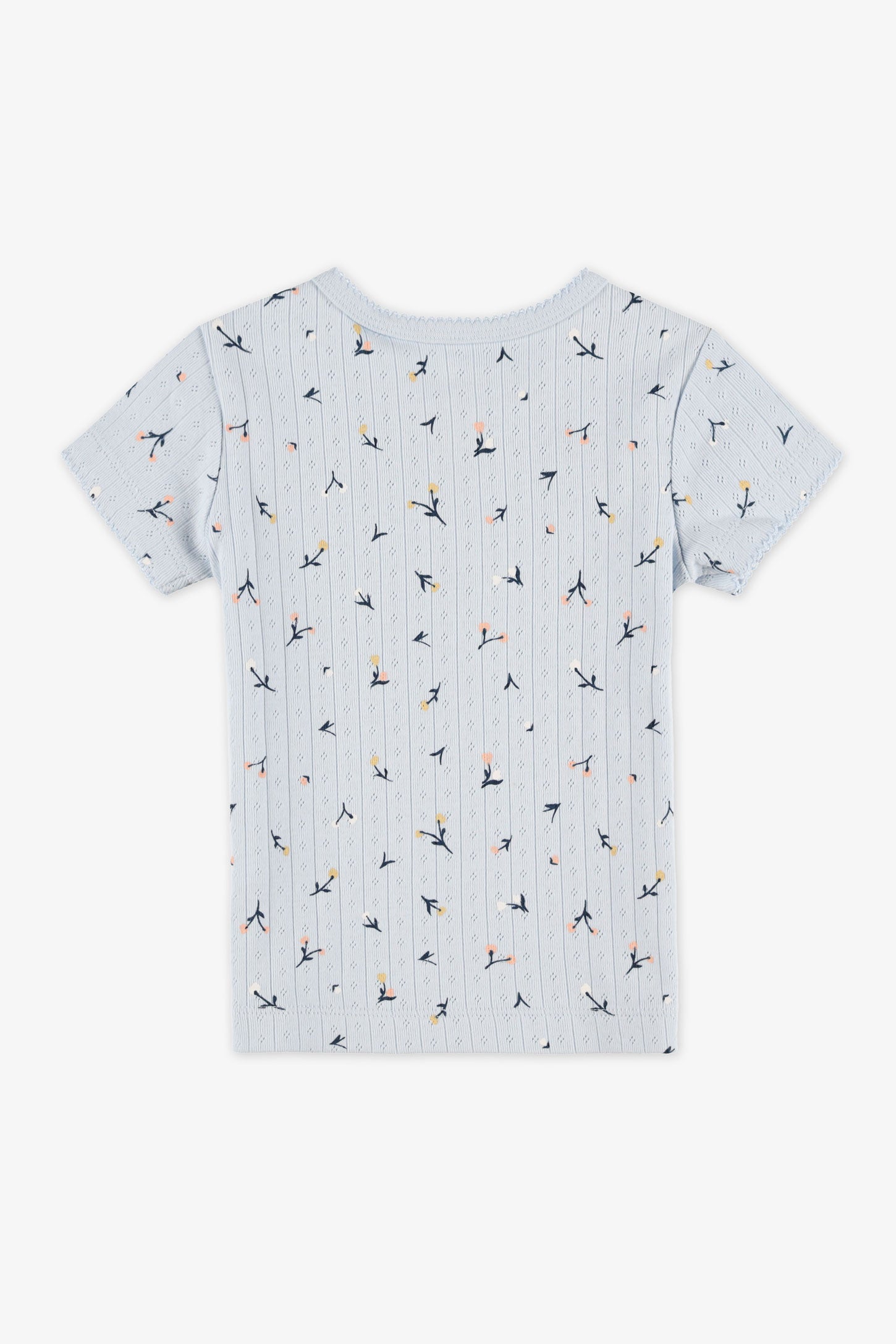Chandail M/courtes pointel en coton - Bébé fille && BLEU MULTI