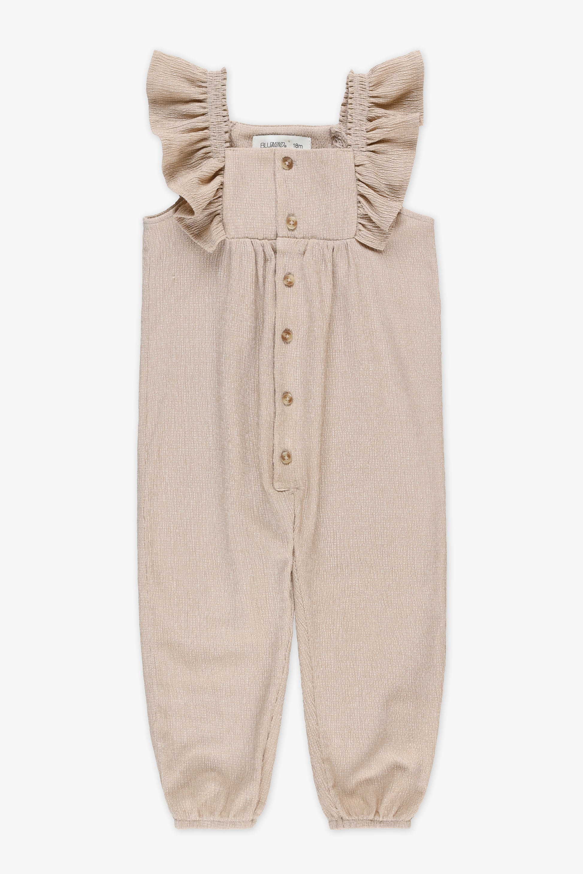 Jumpsuit froncé à manches courtes - Bébé fille && BRUN