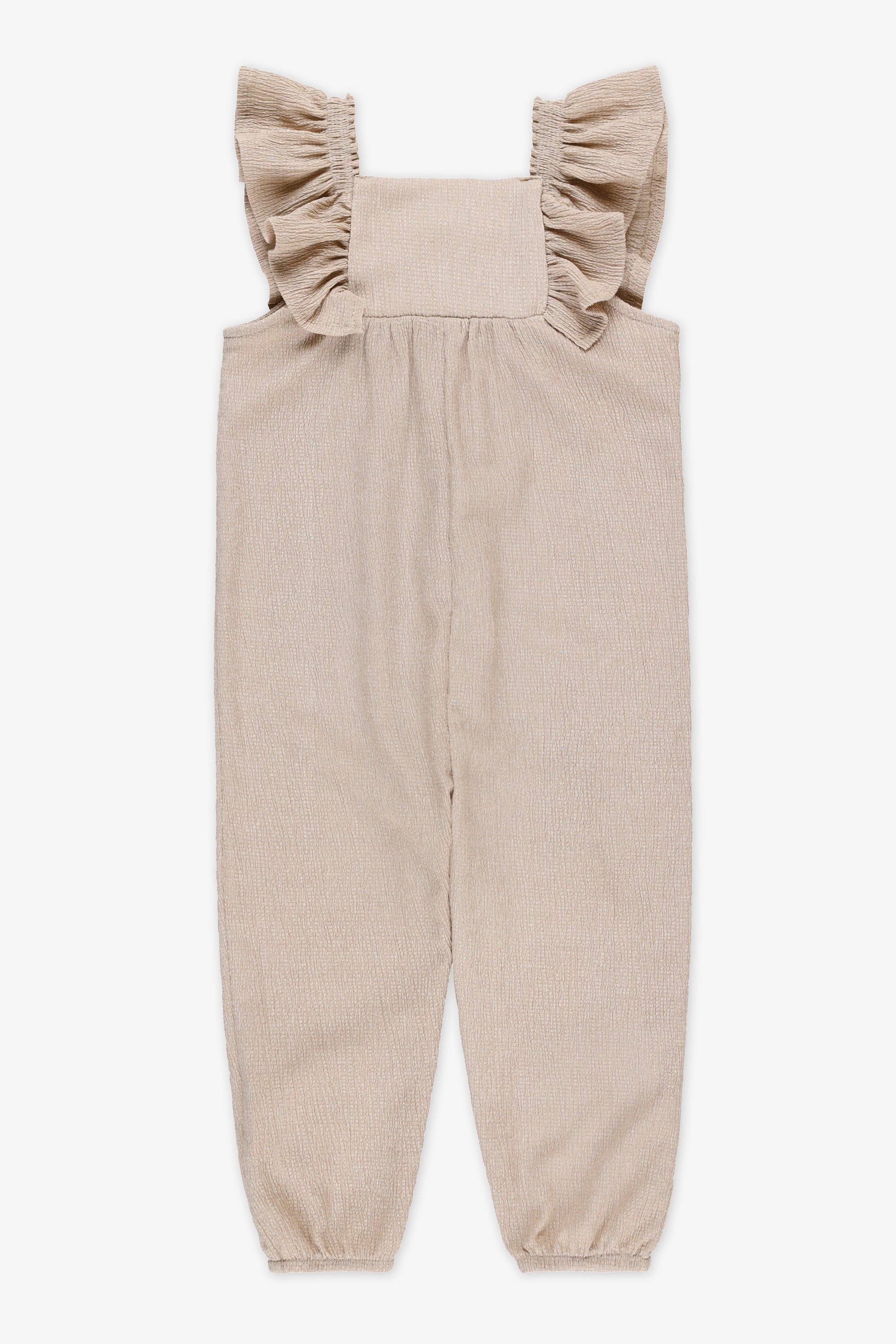 Jumpsuit froncé à manches courtes - Bébé fille && BRUN