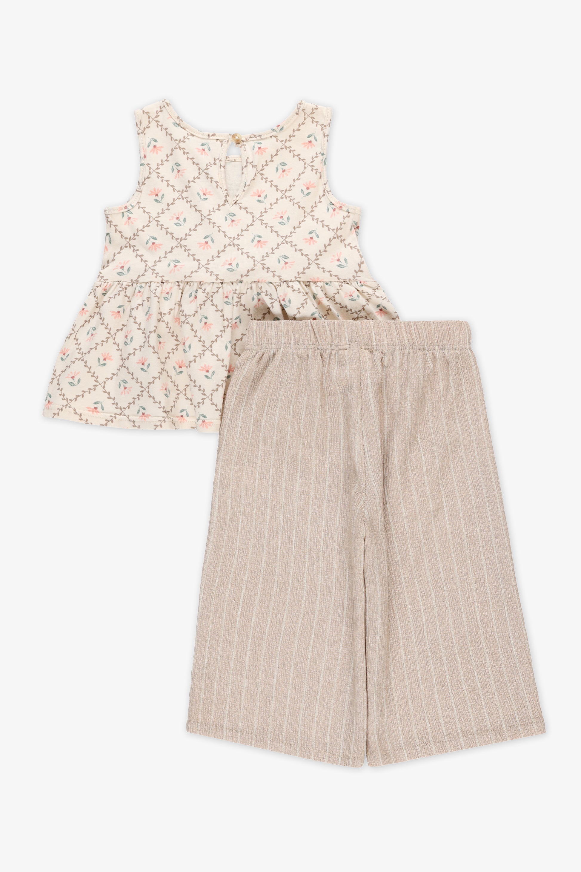 Ensemble chemisier et pantalon rayé - Bébé fille && BRUN/MULTI