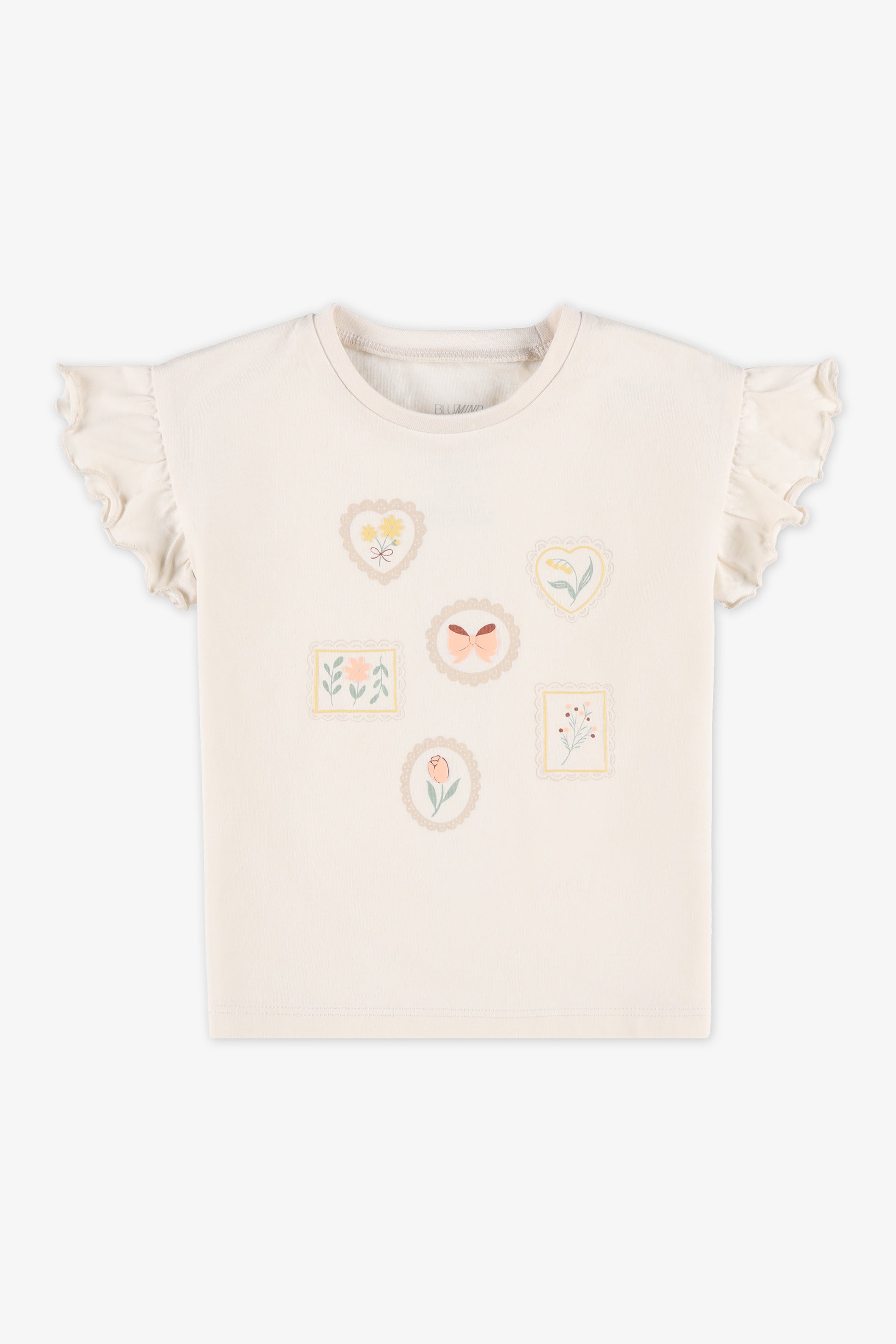 Chandail M/courtes frill uni – Bébé fille && BEIGE
