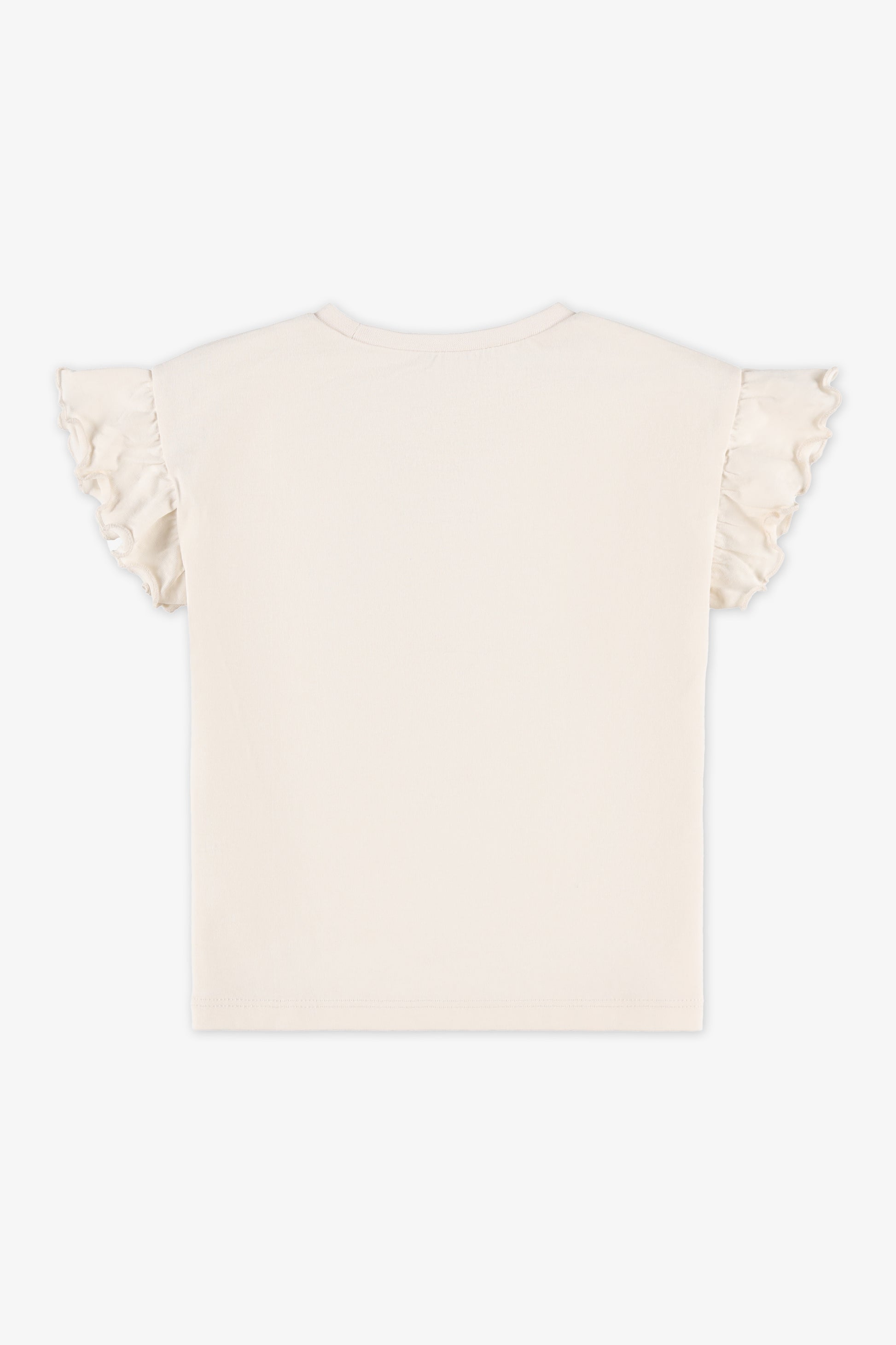 Chandail M/courtes frill uni – Bébé fille && BEIGE