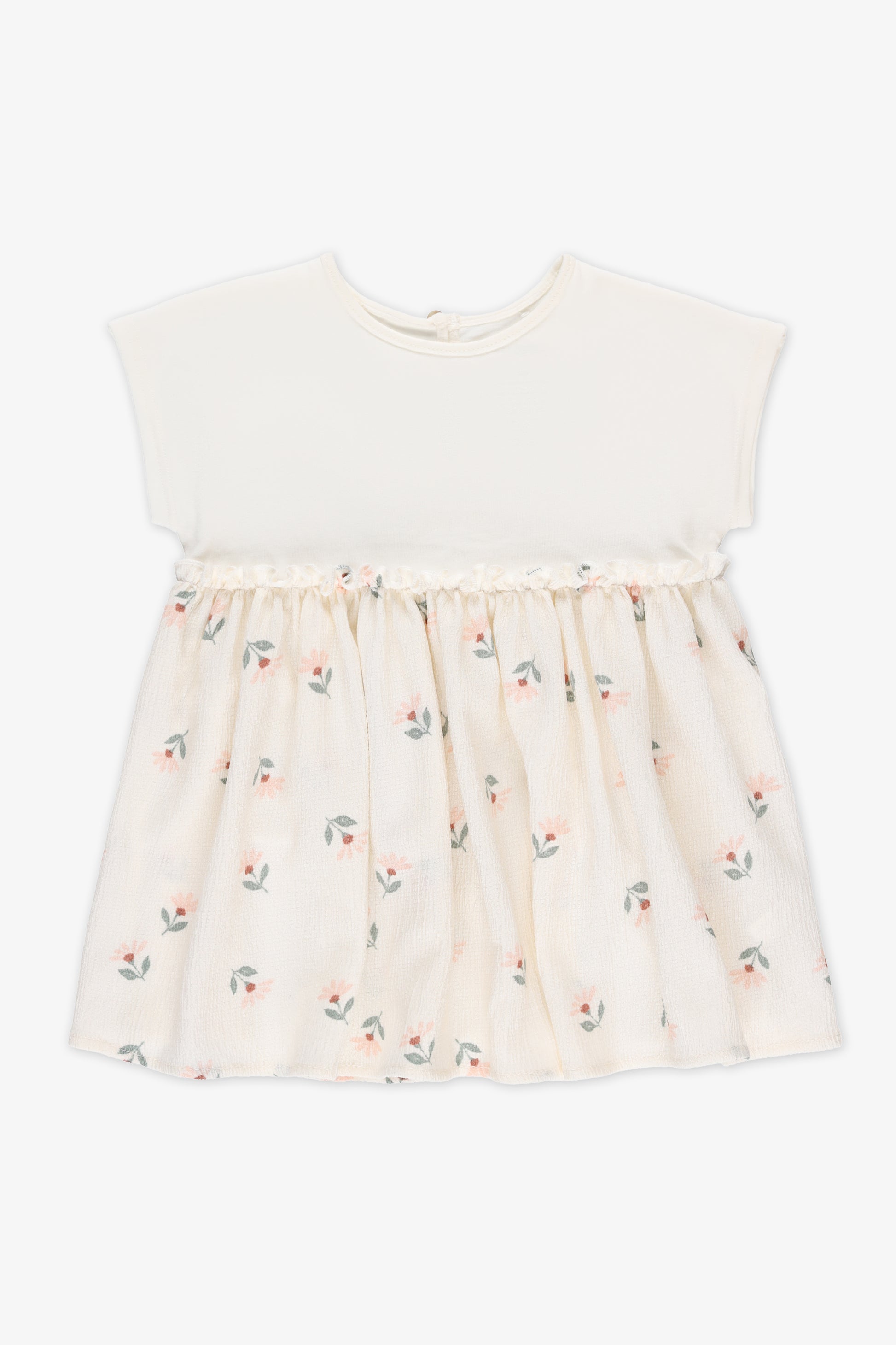 Robe M/courtes col rond - Bébé fille && BEIGE