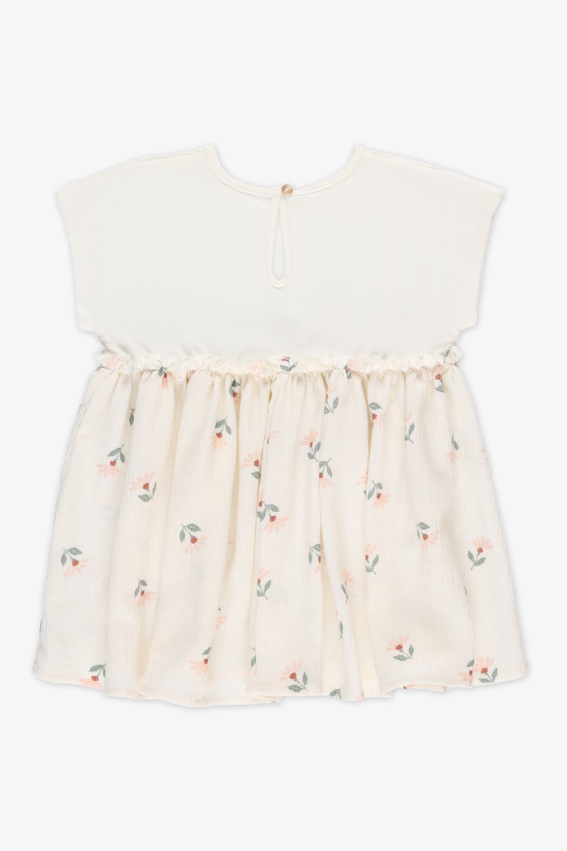 Robe M/courtes col rond - Bébé fille && BEIGE