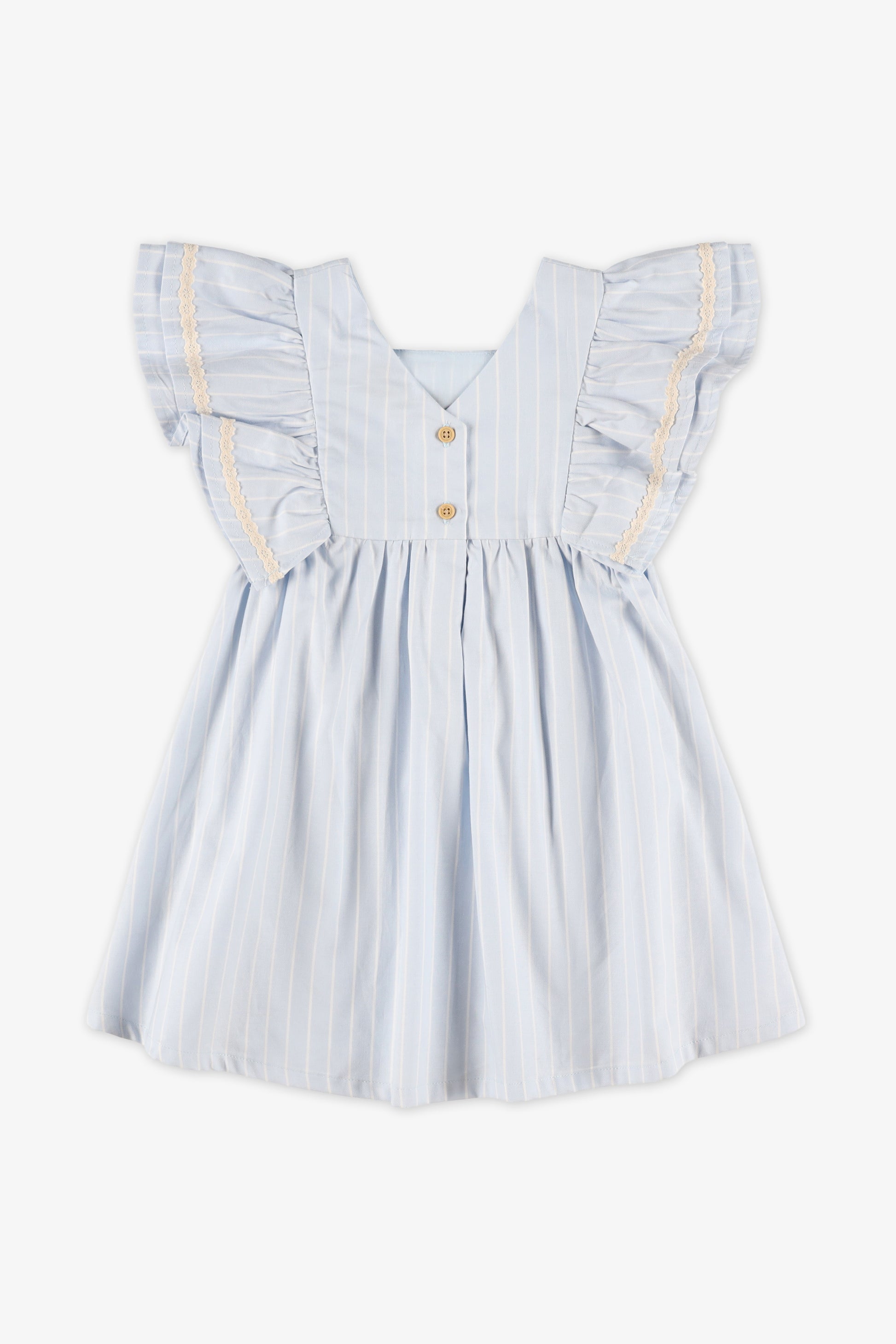 Robe M/courtes à volants – Bébé fille && BLEU MULTI