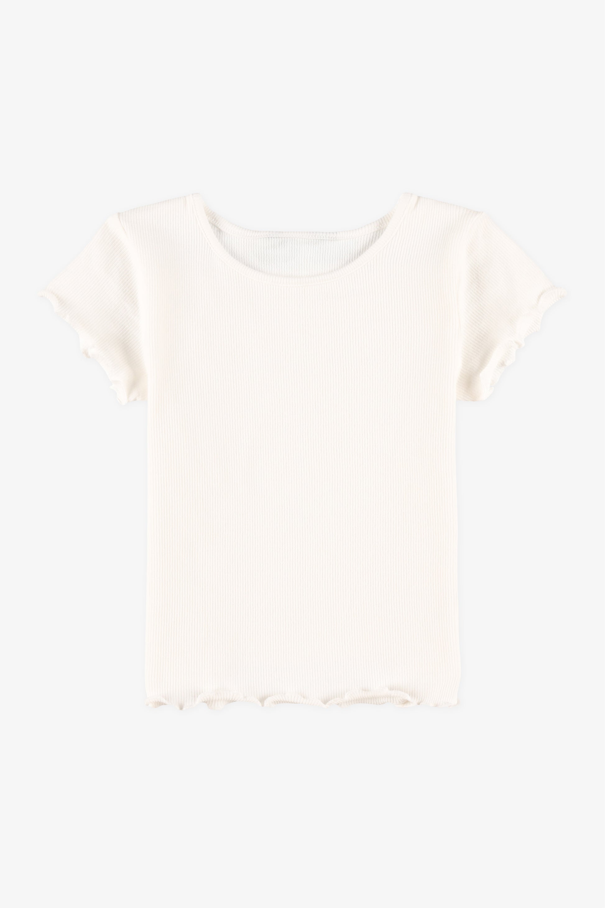 Chandail M/courtes col rond extensible - Bébé fille && BLANC