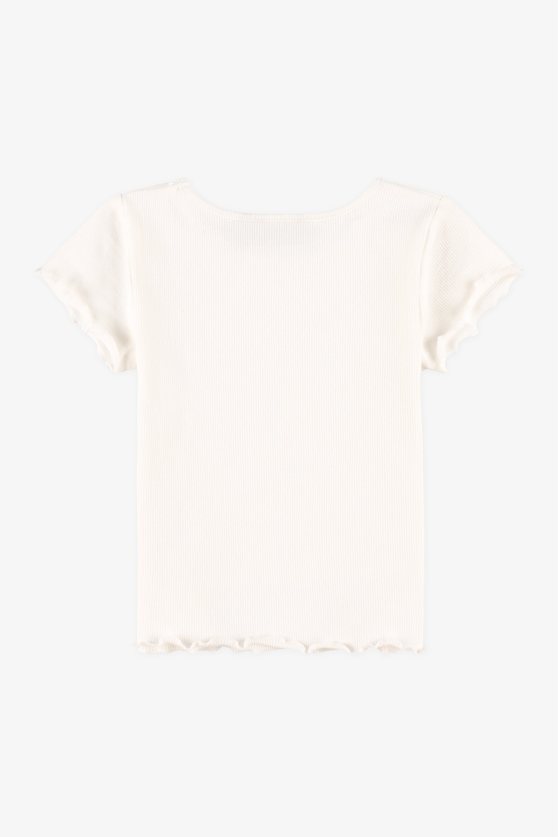 Chandail M/courtes col rond extensible - Bébé fille && BLANC