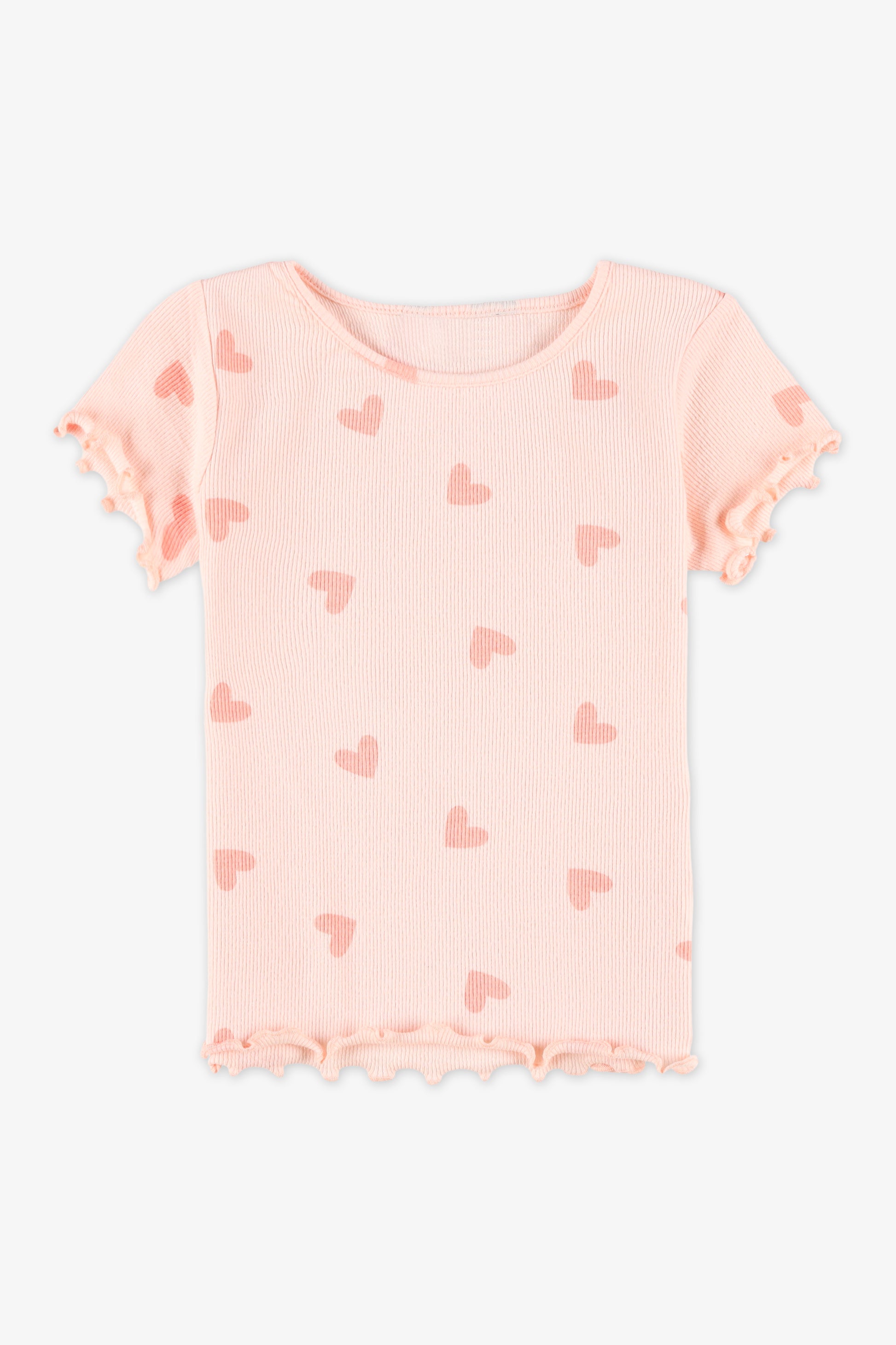 Chandail M/courtes col rond extensible - Bébé fille && ROSE MULTI