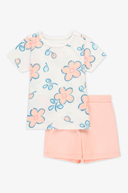 Ensemble 2 pièces, chandail et short - Bébé fille && BLANC MULTI