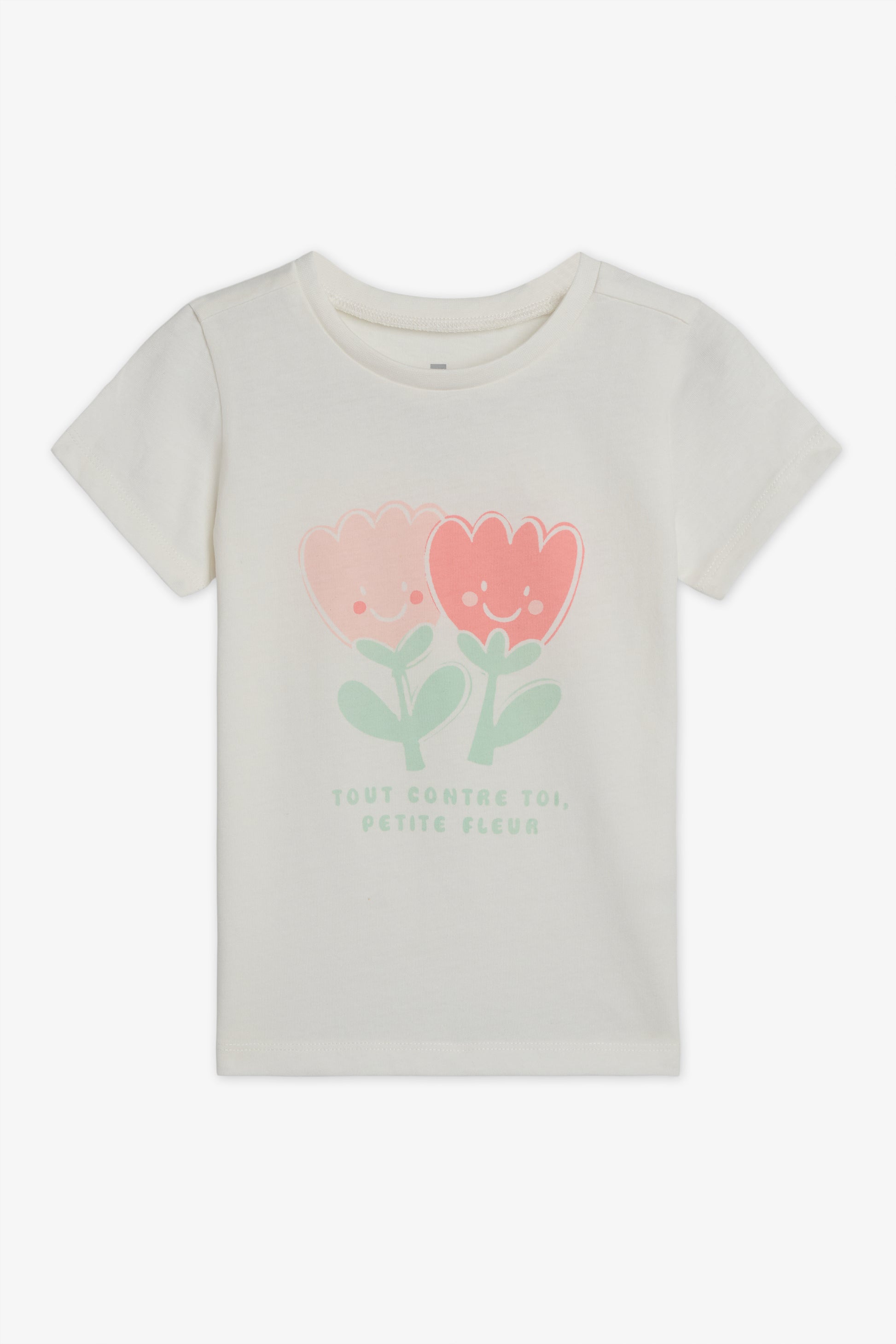 Chandail m/courtes col rond - Bébé fille 2/15$ && BLANC