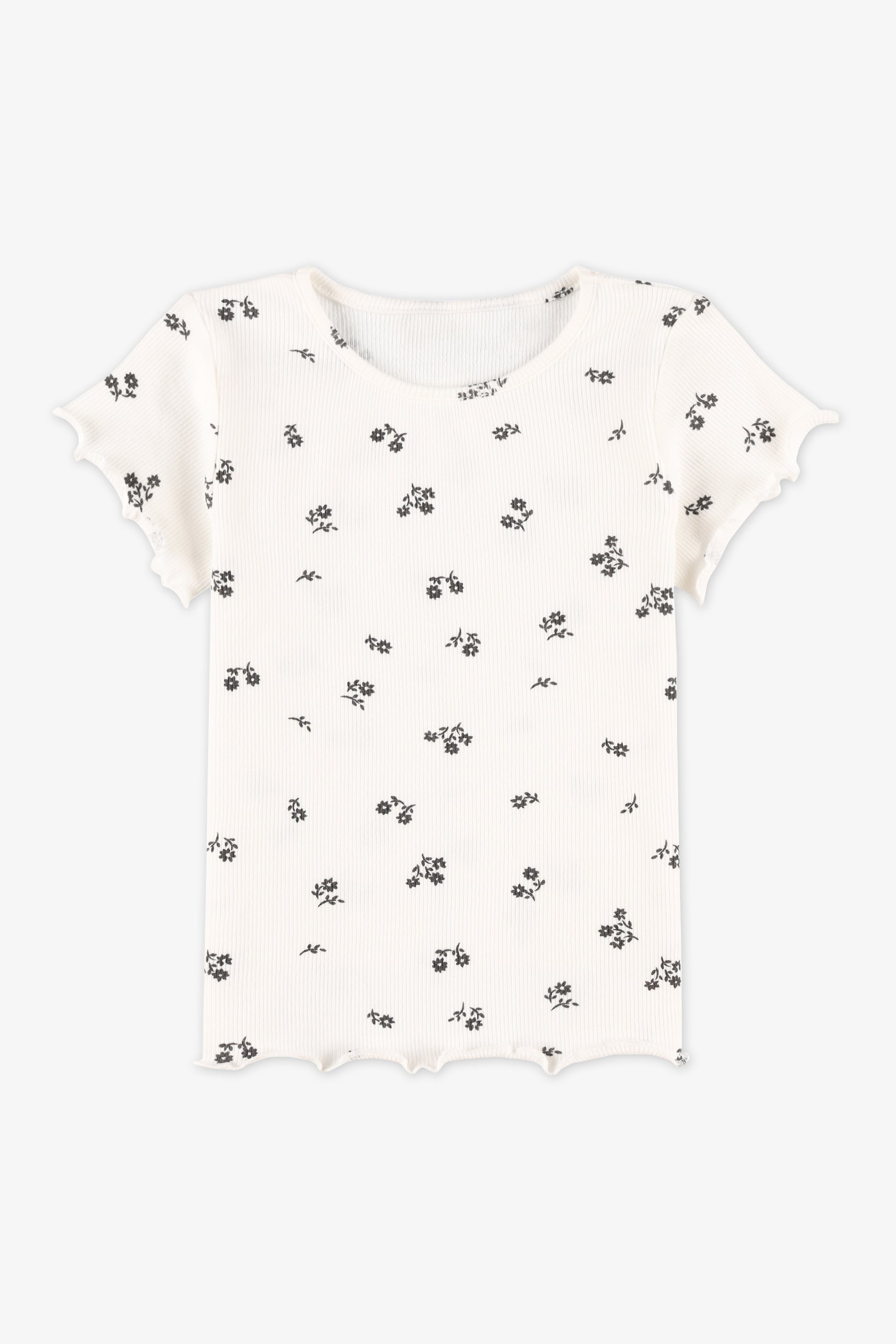 Chandail M/courtes col rond extensible - Bébé fille && BLANC MULTI