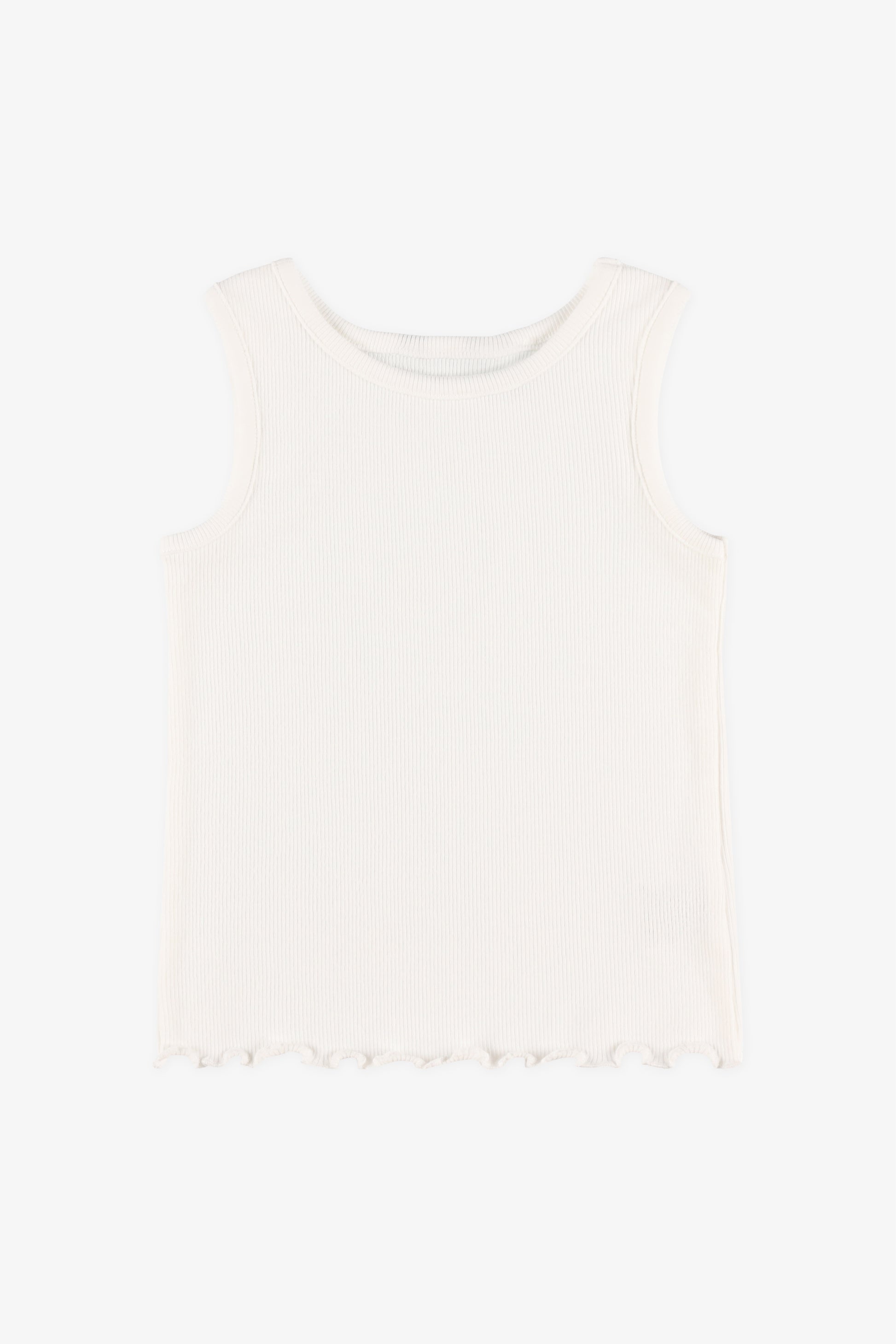 Camisole tank col rond extensible - Bébé fille && BLANC