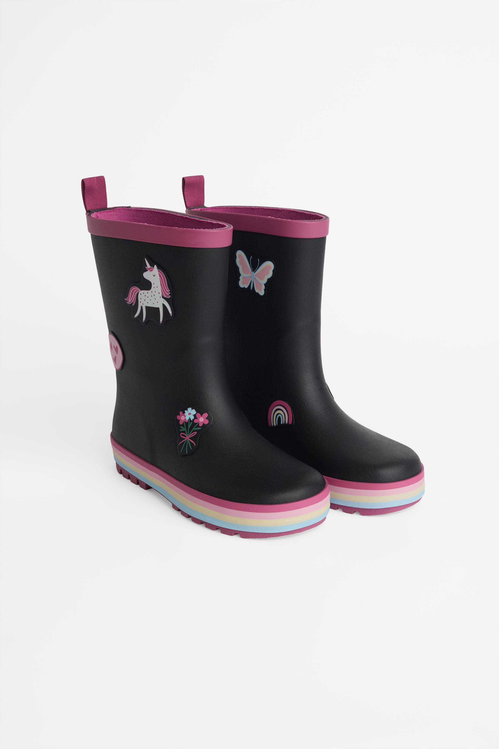 Botte de pluie en caoutchouc licorne - Enfant && NOIR
