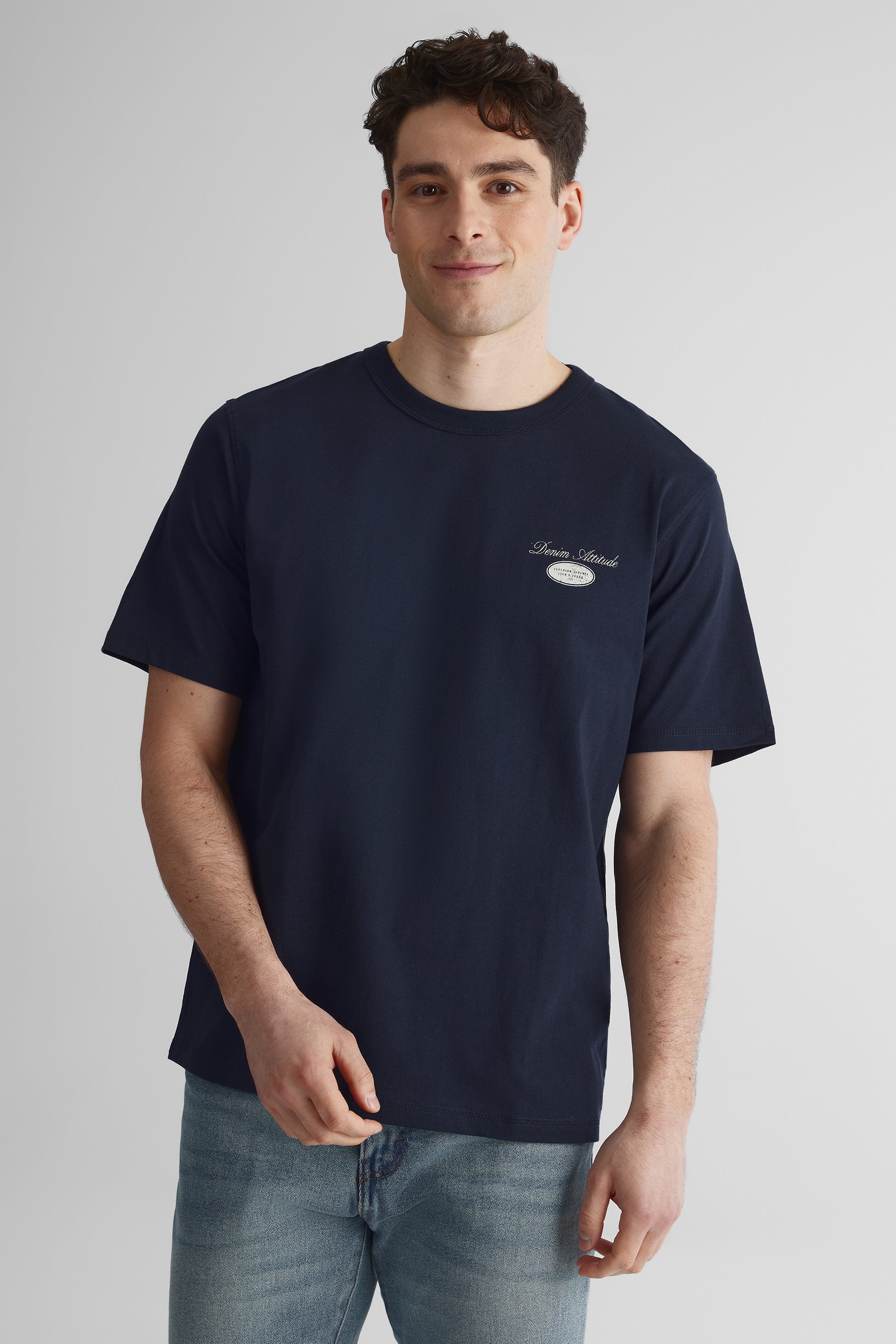 T-shirt M/courtes uni avec logo - Homme && MARIN