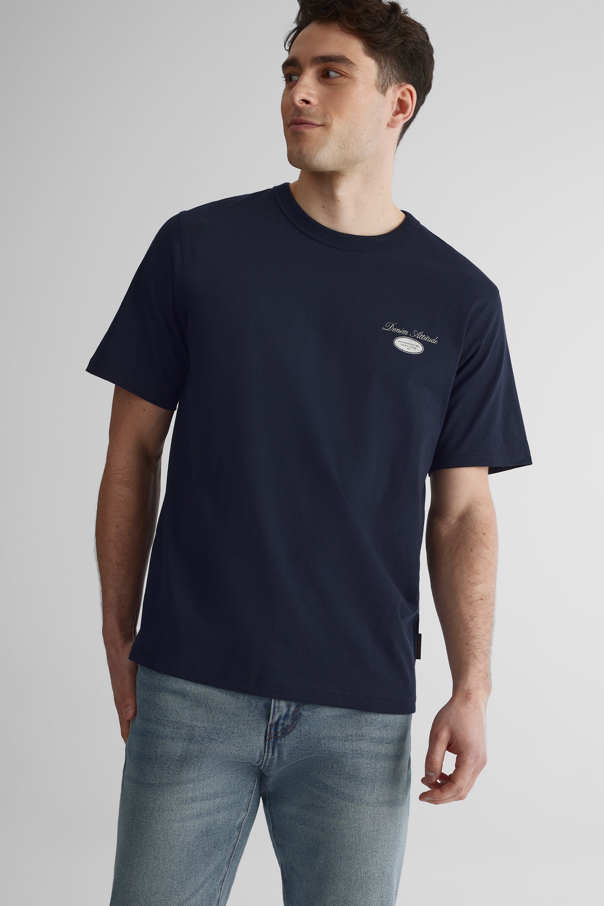 T-shirt M/courtes uni avec logo - Homme && MARIN
