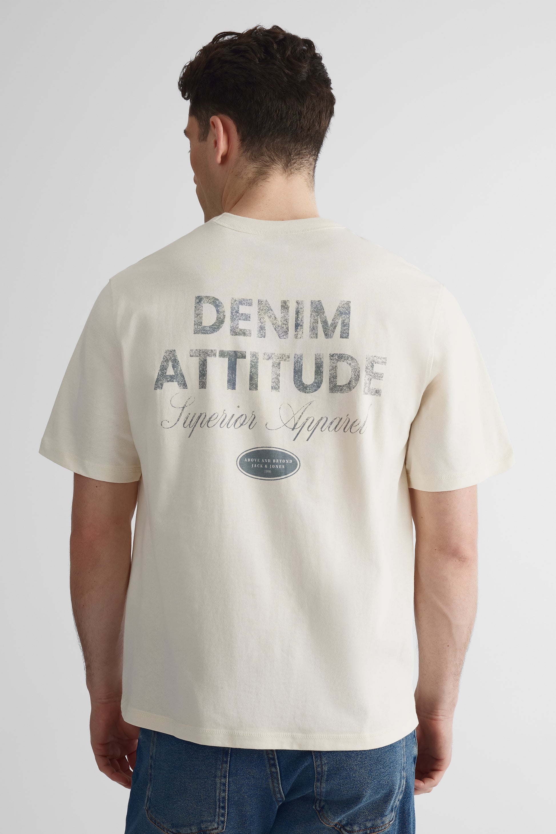 T-shirt M/courtes uni avec logo - Homme && BLANC CASSÉ