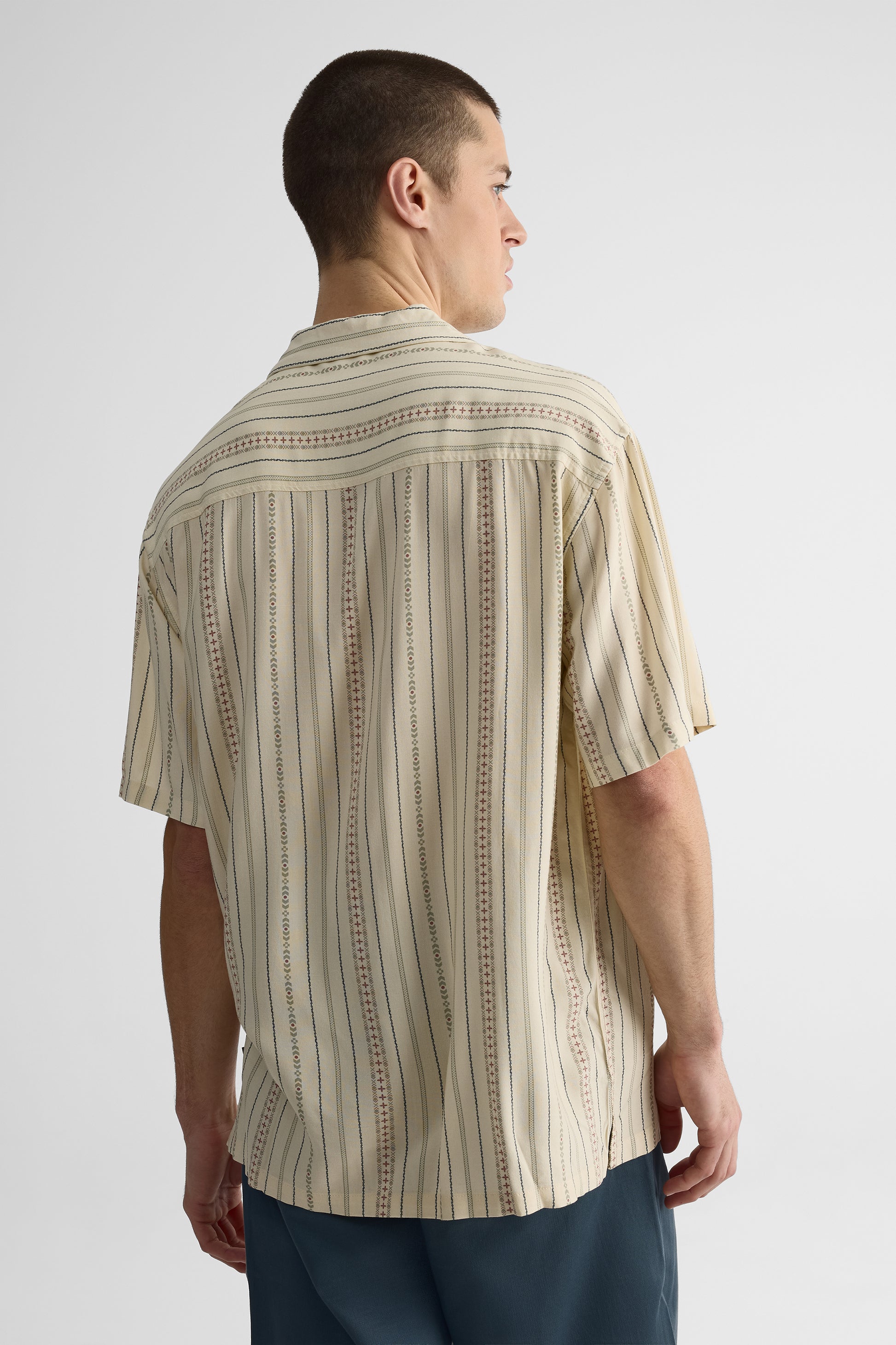 Chemise à rayures manches courtes – Homme && BEIGE/MULTI
