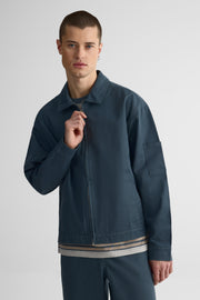Veste collet en coton uni - Jeune homme && MARIN
