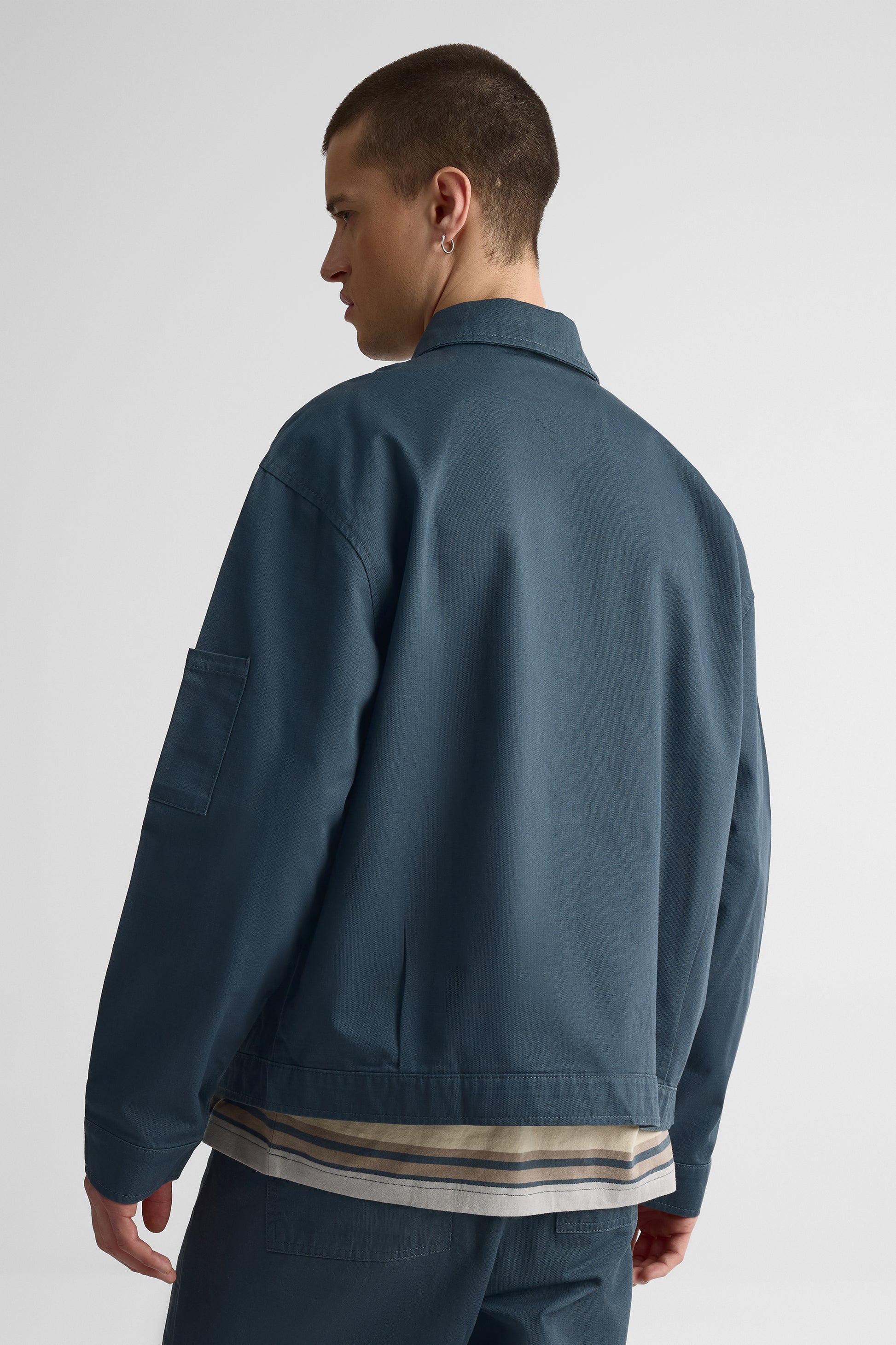 Veste collet en coton uni - Jeune homme && MARIN