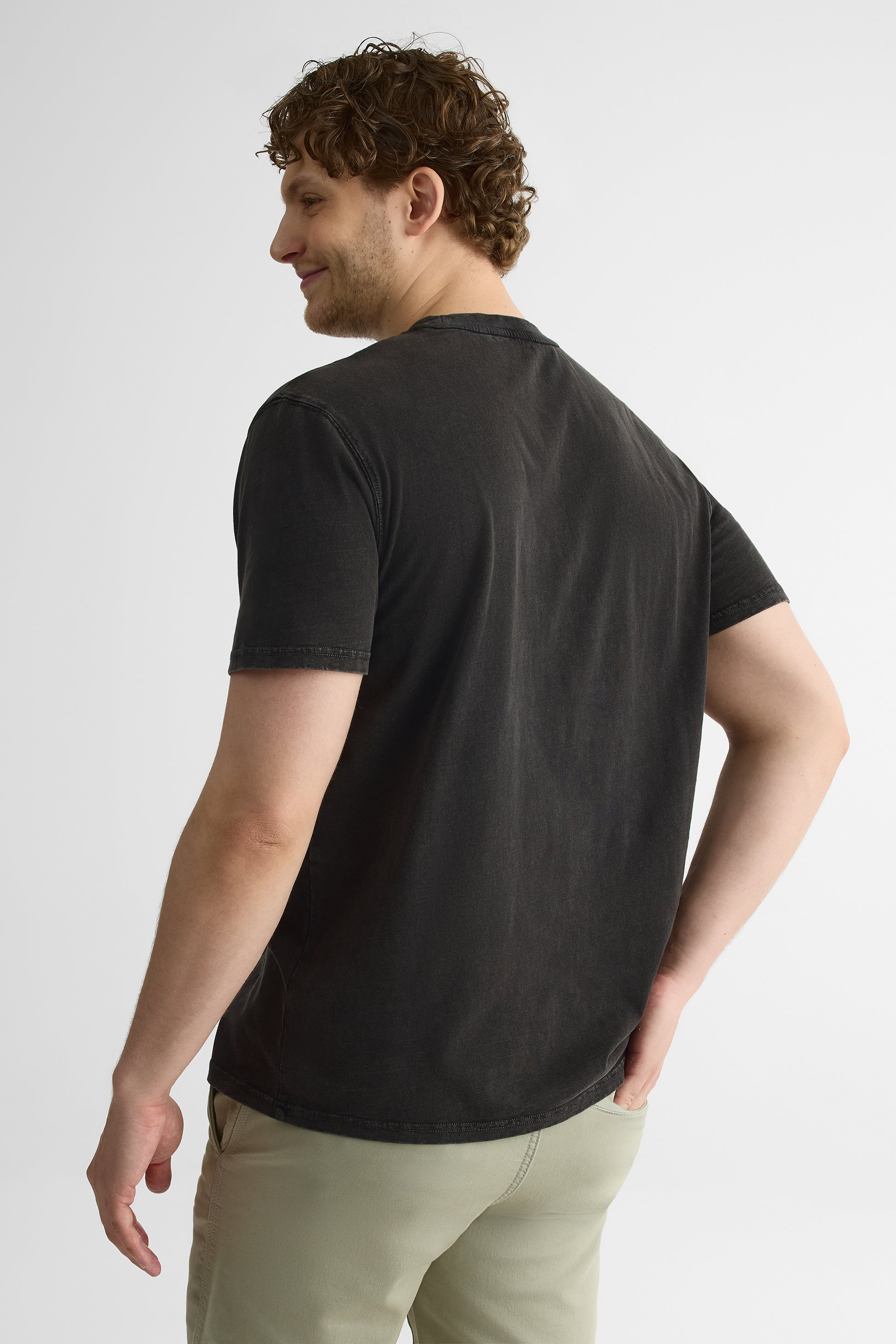 T-shirt manches courtes col rond en coton - Homme && NOIR