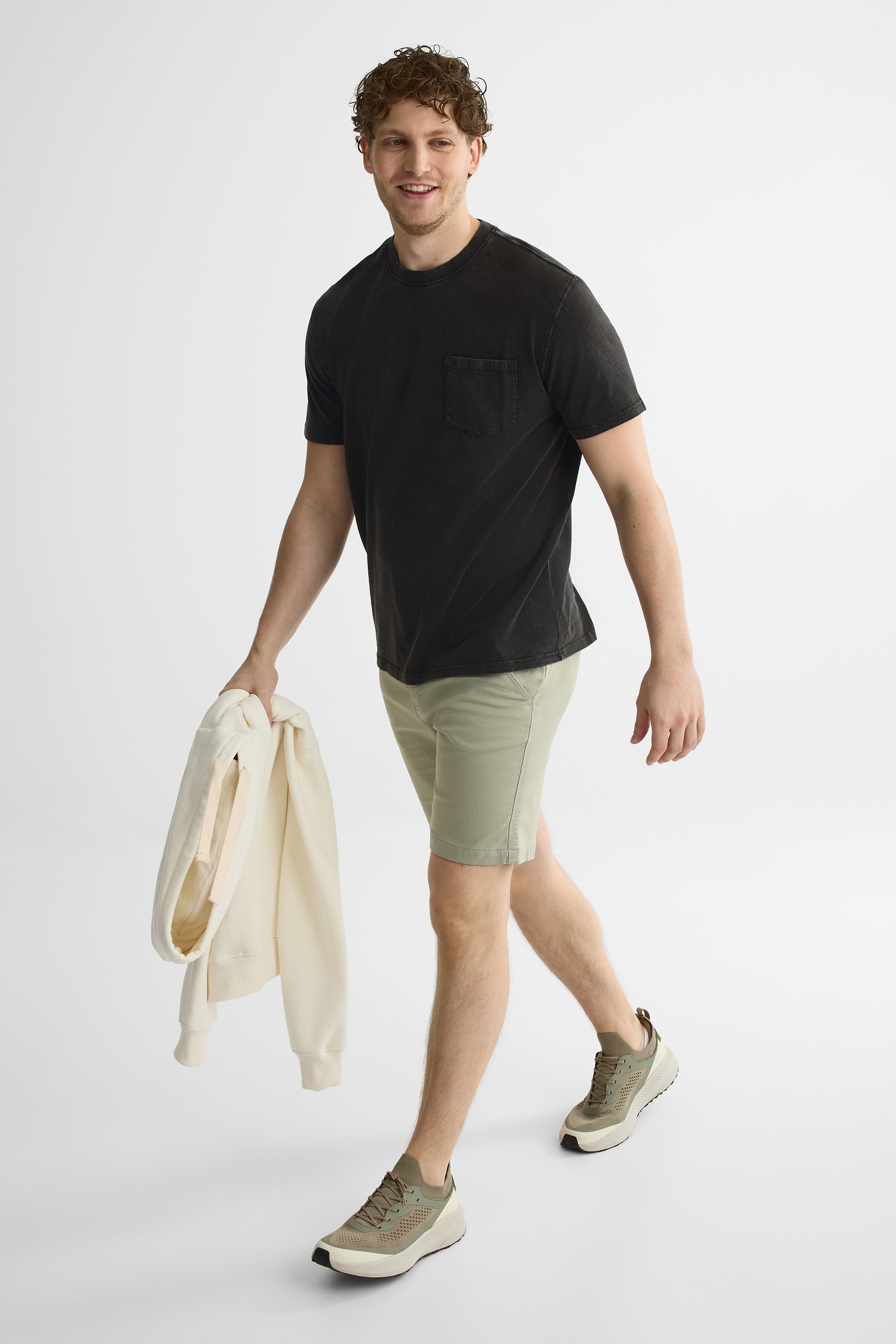 T-shirt manches courtes col rond en coton - Homme && NOIR