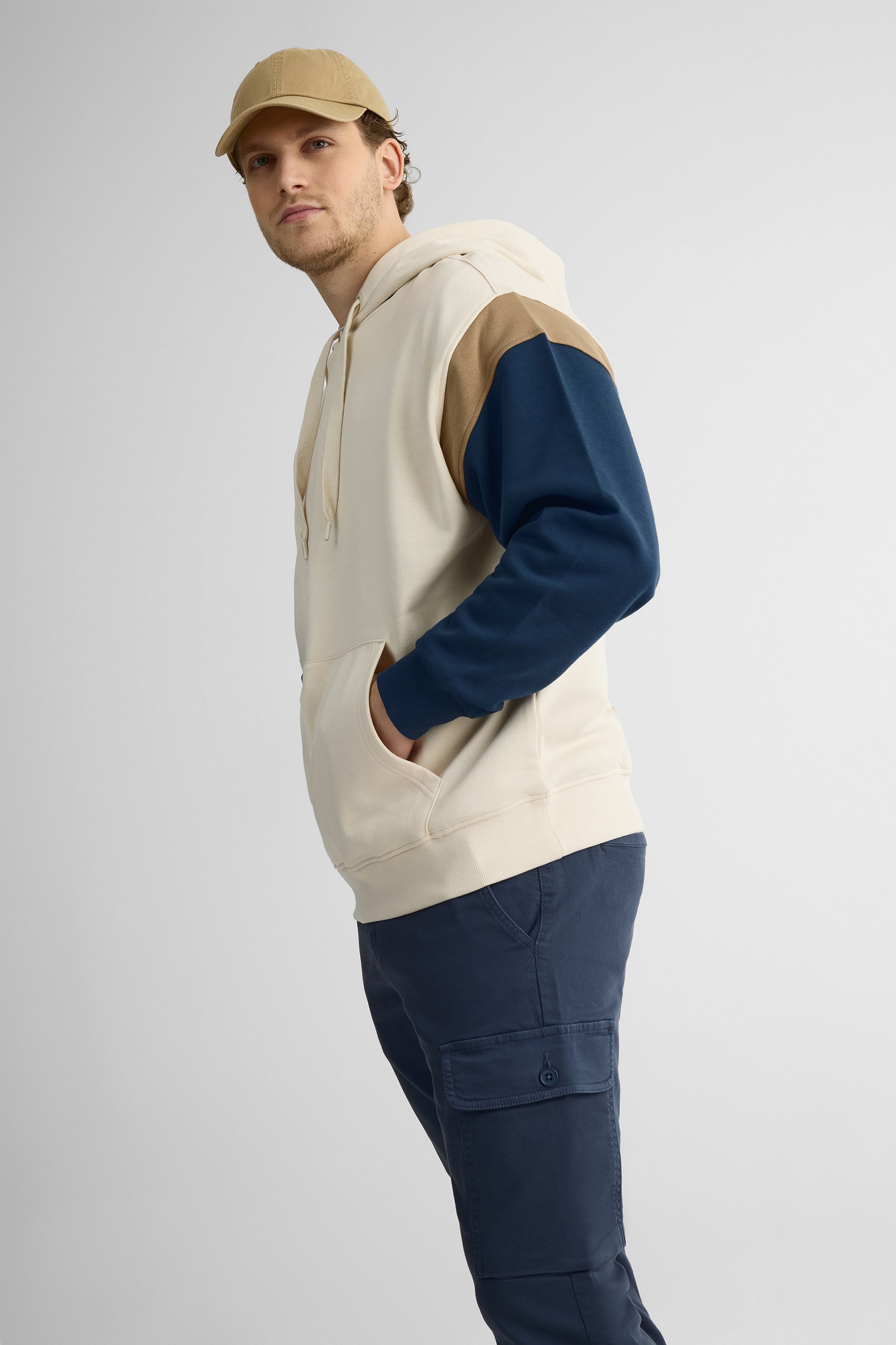 Chandail ouaté à capuchon en fleece - Homme && BEIGE