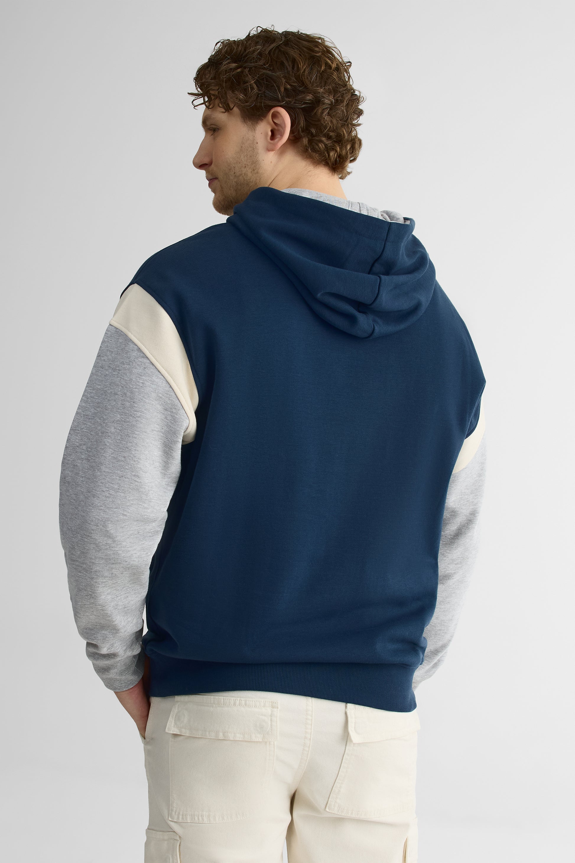 Chandail ouaté à capuchon en fleece - Homme && BLEU