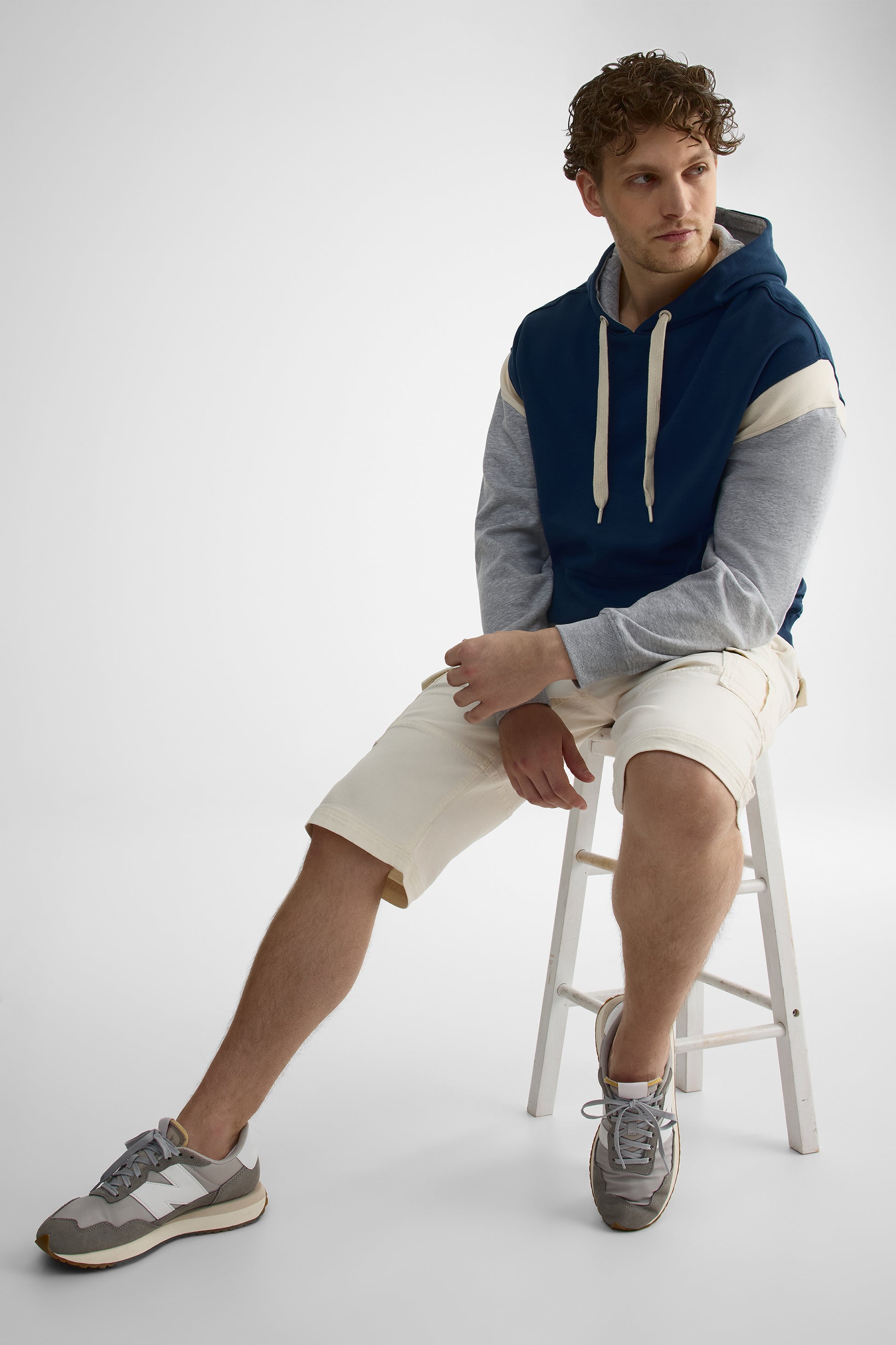 Chandail ouaté à capuchon en fleece - Homme && BLEU