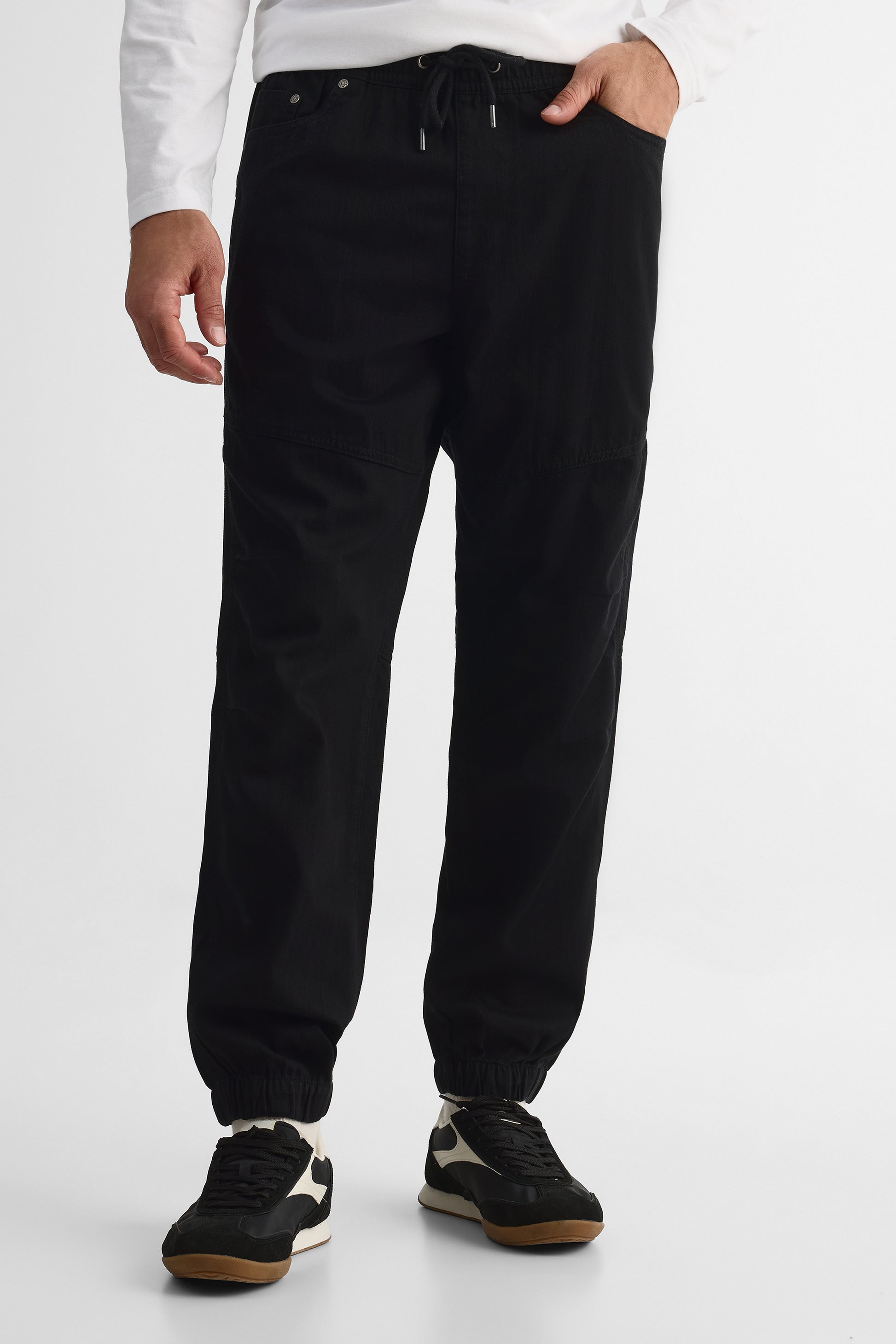 Pantalon jogger en twill élastique – Homme && NOIR