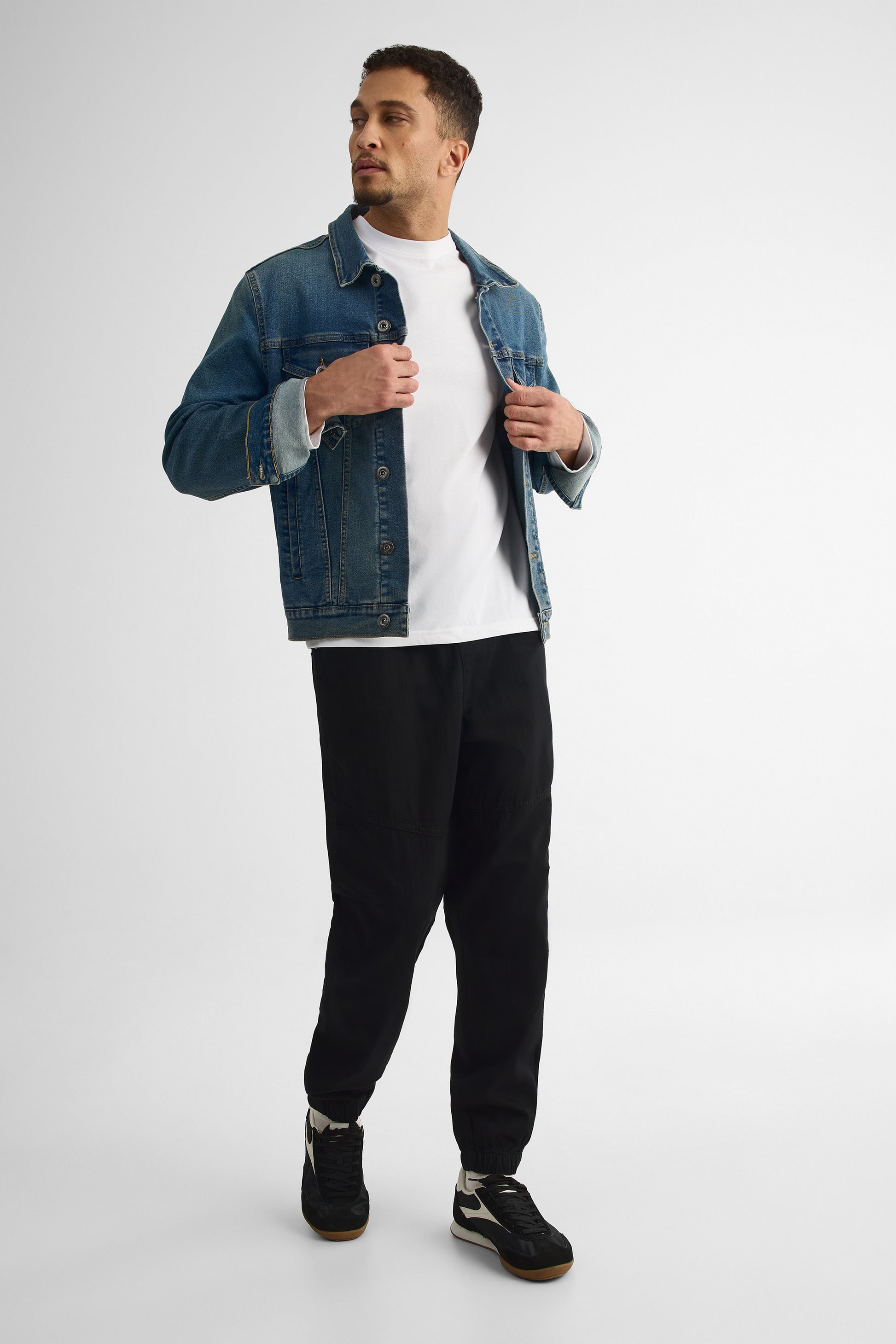 Pantalon jogger en twill élastique – Homme && NOIR