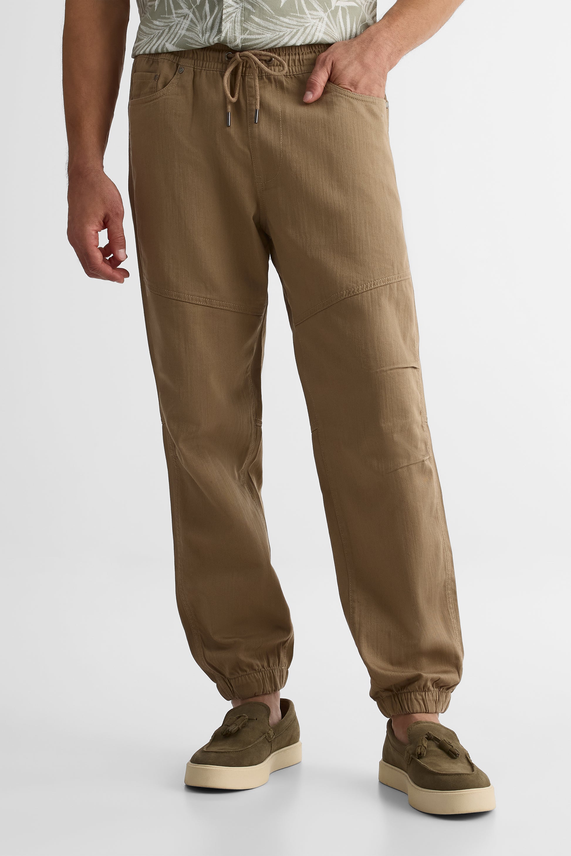 Pantalon jogger en twill élastique – Homme && BRUN