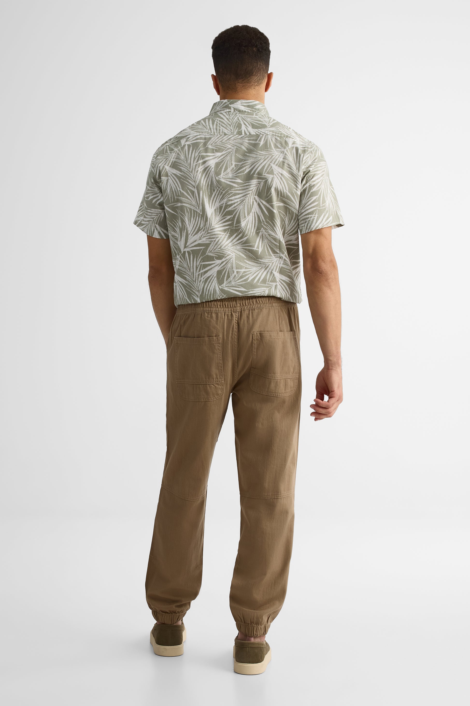 Pantalon jogger en twill élastique – Homme && BRUN