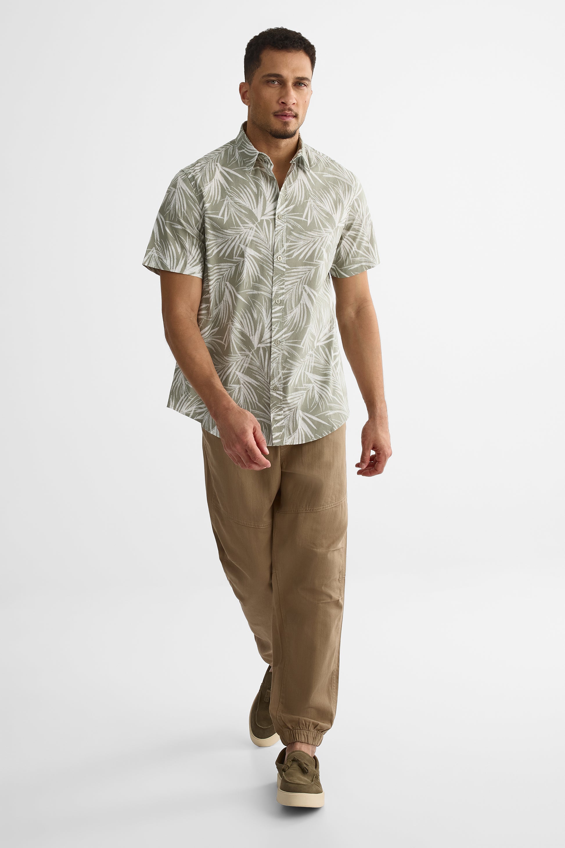 Pantalon jogger en twill élastique – Homme && BRUN
