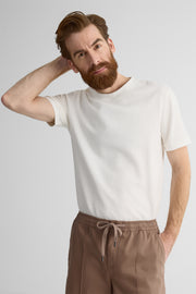 T-shirt uni manches courtes en tricot - Homme && BLANC